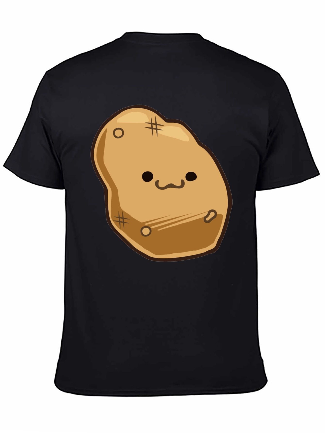 Black Cute Potato Graphic Print Black T-Shirt view 4