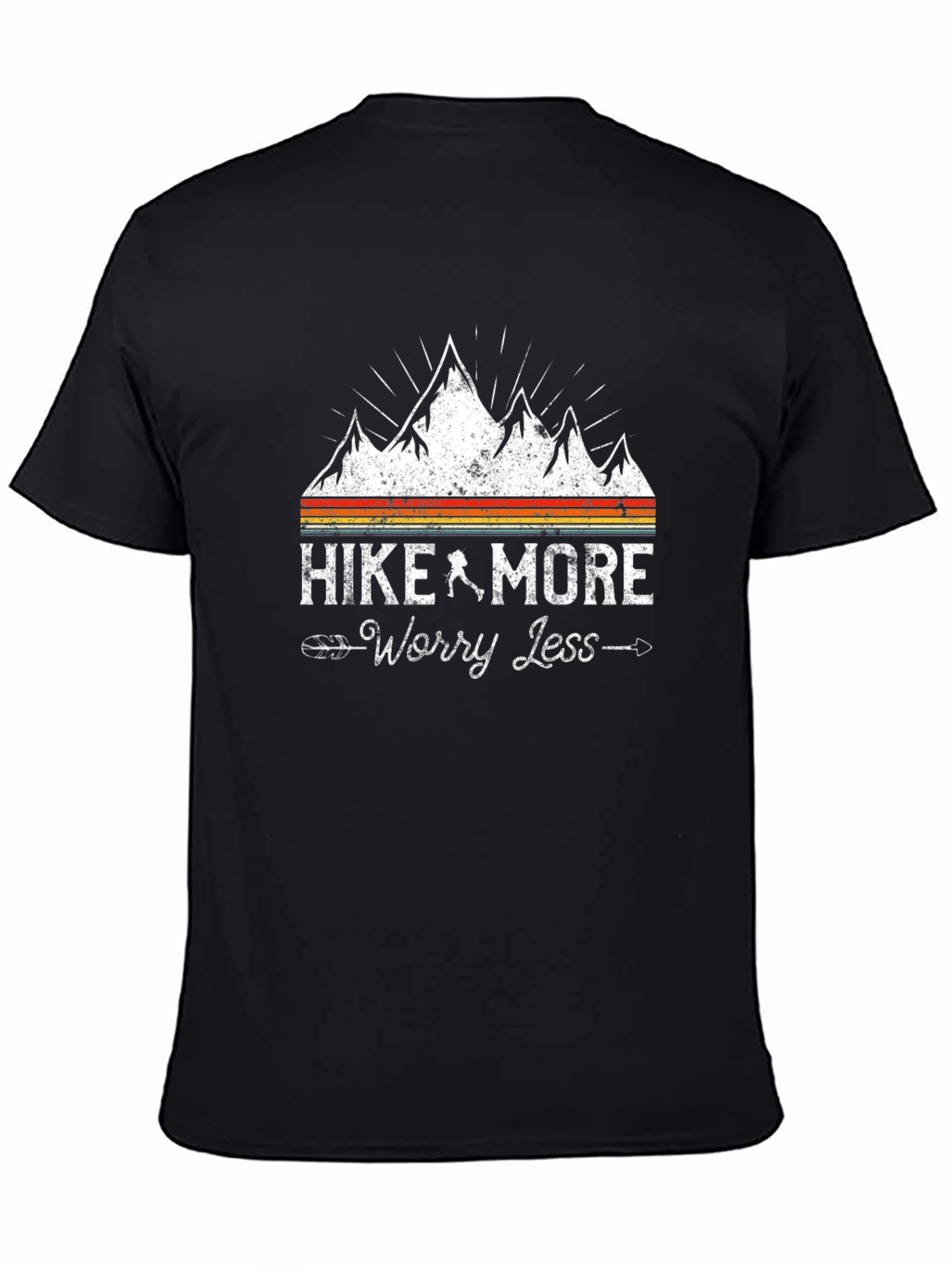 Black Hike More Worry Less T-Shirt - Adventure Tee view 4