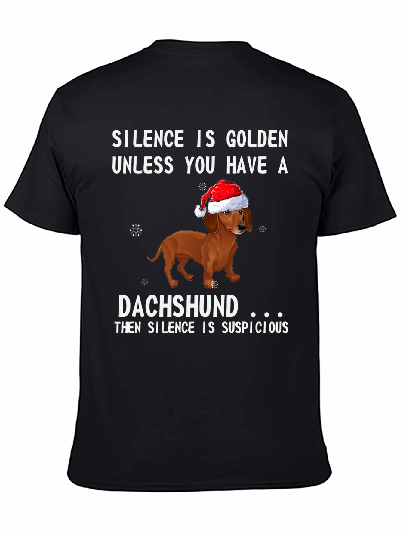 Black Dachshund Christmas T-Shirt - Silence is Suspicious! view 4