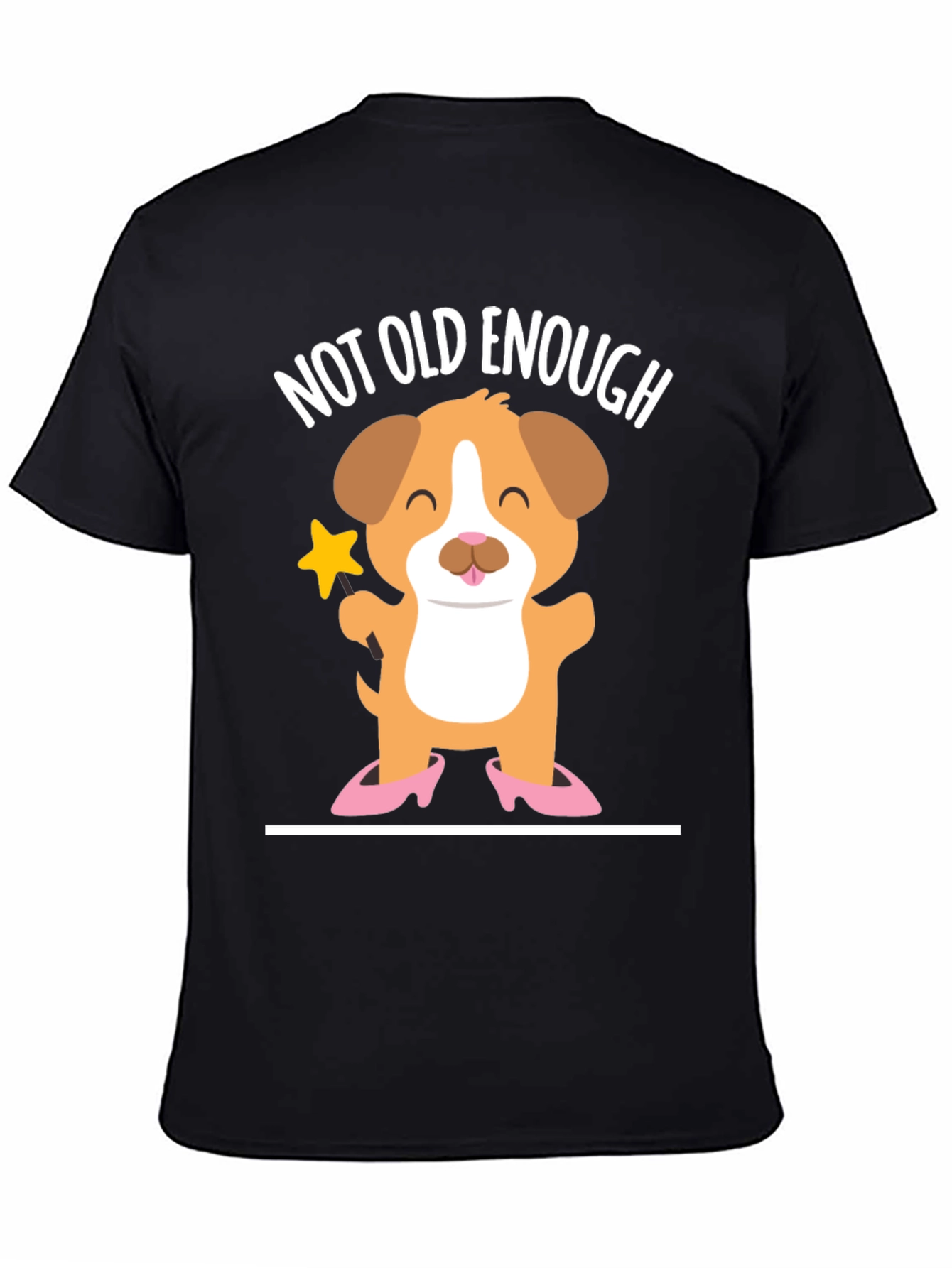 Black Cute Puppy T-Shirt - Not Old Enough view 4