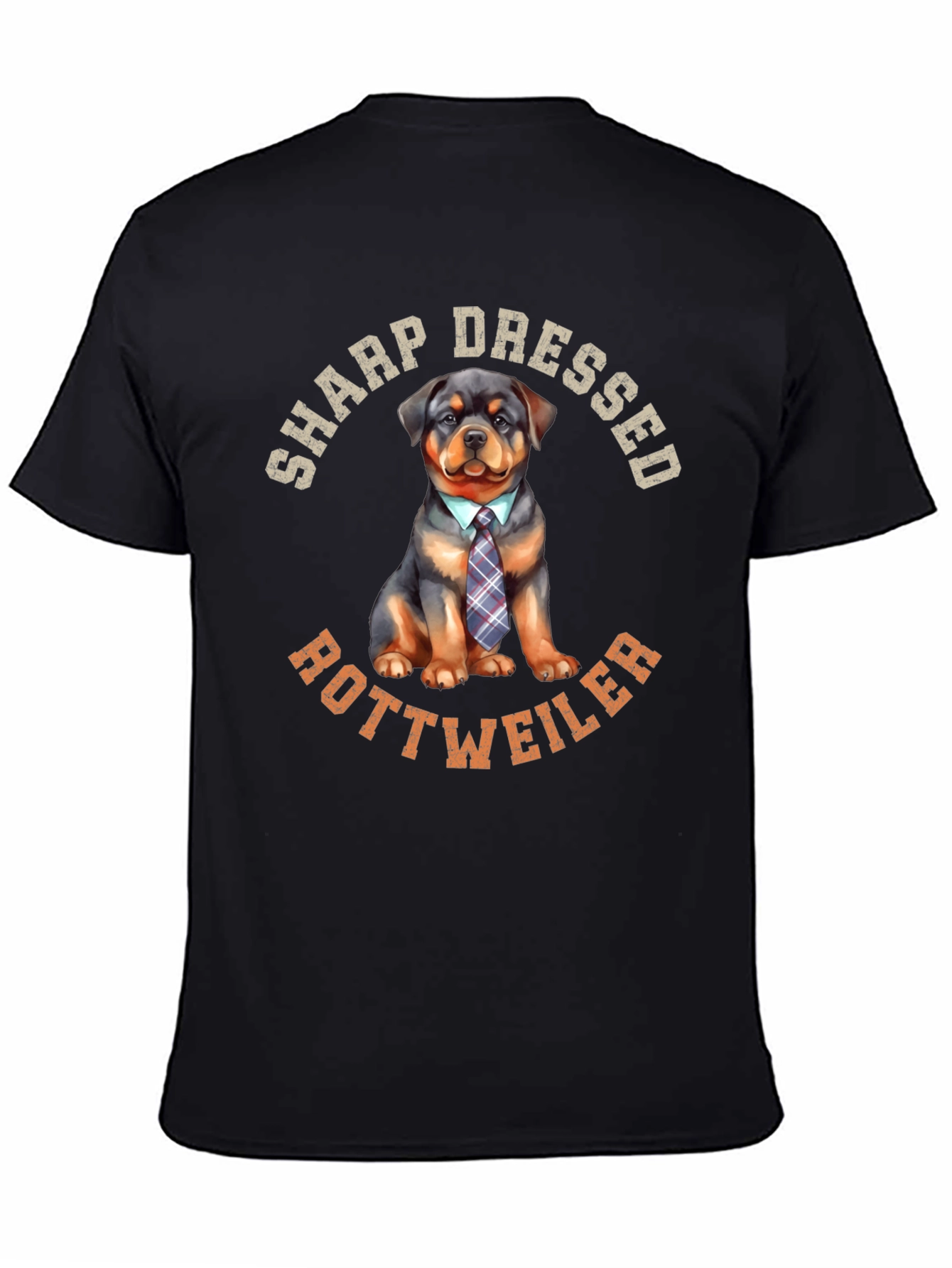 Black Sharp Dressed Rottweiler Dog Graphic Tee view 4