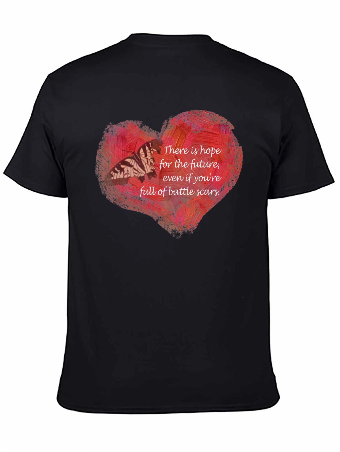 Black Hopeful Heart Battle Scars T-Shirt view 4