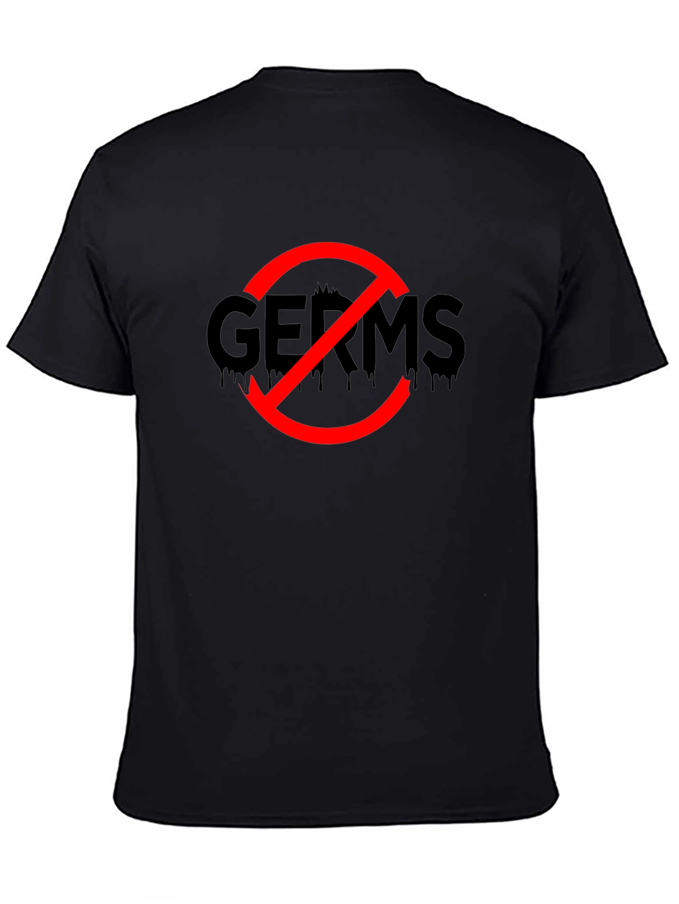 Black No Germs Black T-Shirt Novelty Funny Slogan Top view 4