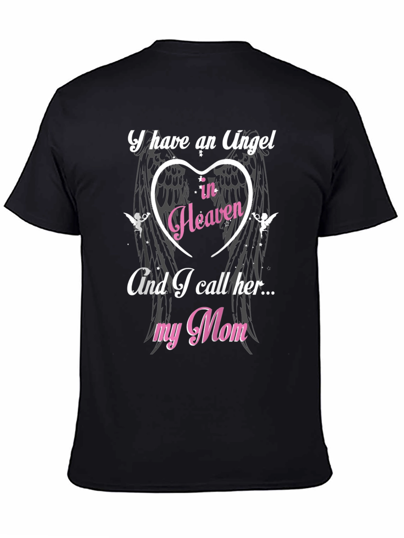 Black Angel in Heaven Mom T-Shirt - Memorial view 4