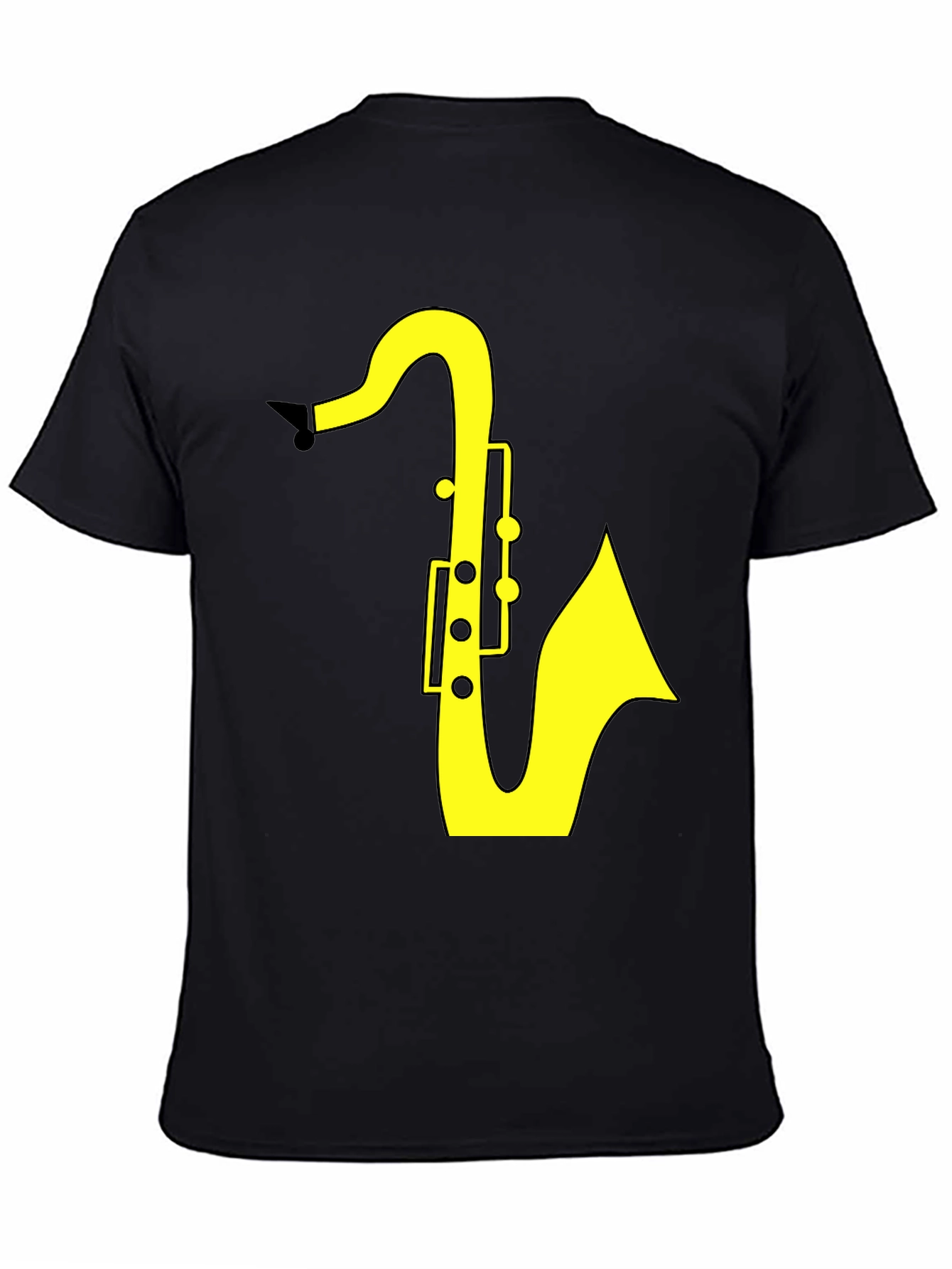 Black Saxophone Graphic Tee - Black Cotton T-Shirt view 4