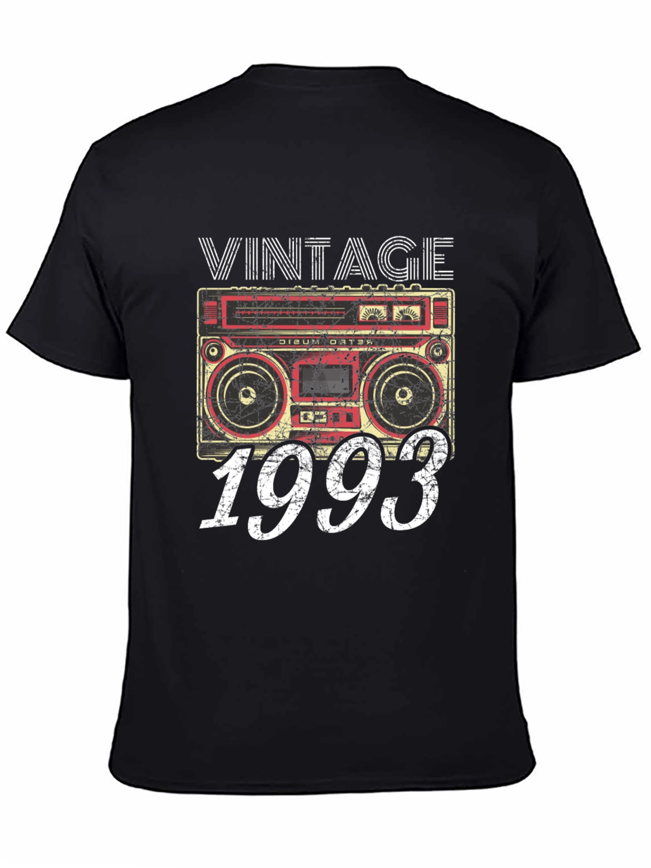 Black Vintage 1993 Boombox Graphic T-Shirt view 4