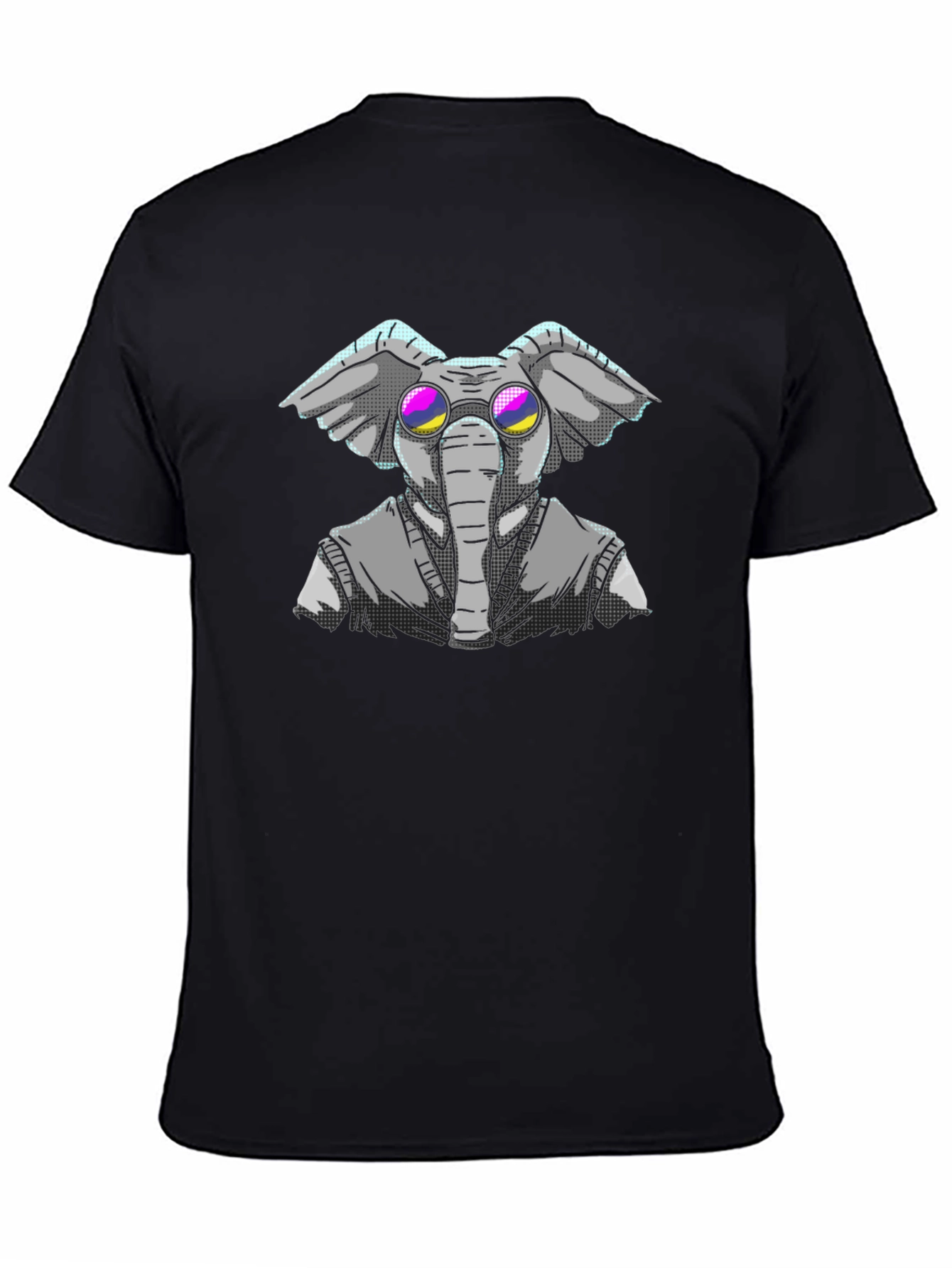 Black Elephant with Glasses Graphic Tee - Black view 4