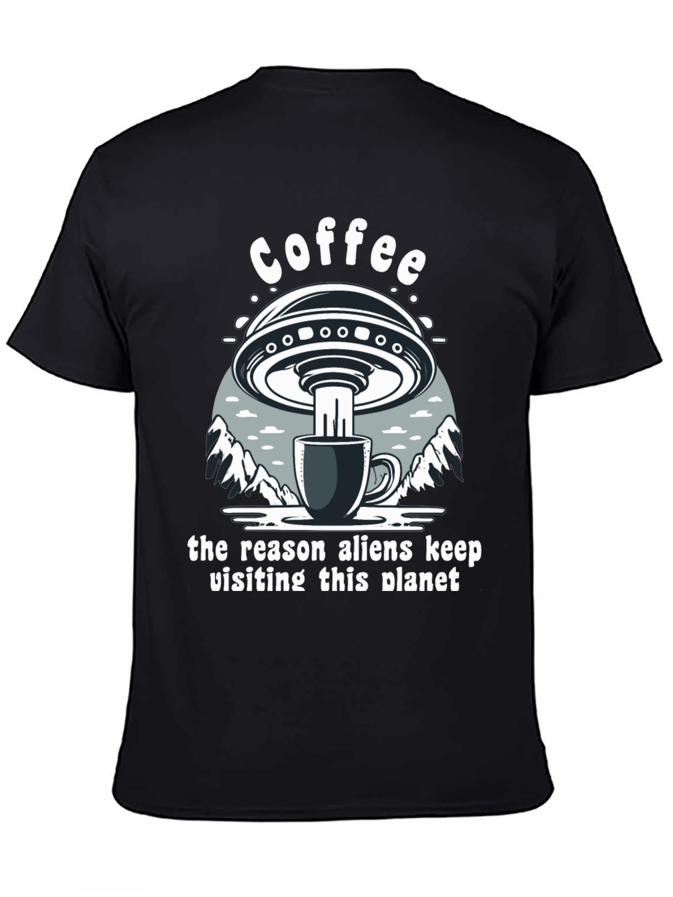 Black Coffee Alien Abduction T-Shirt view 4