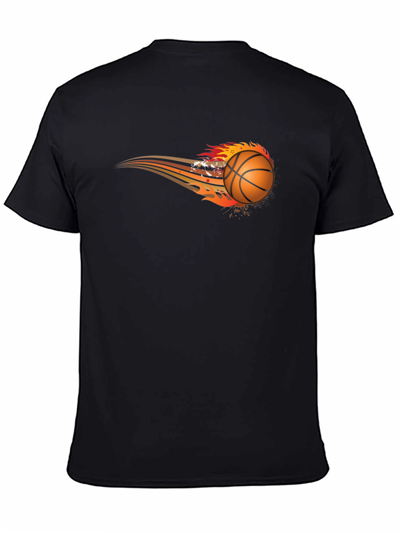 Black Flaming Basketball Graphic Tee - Black view 4