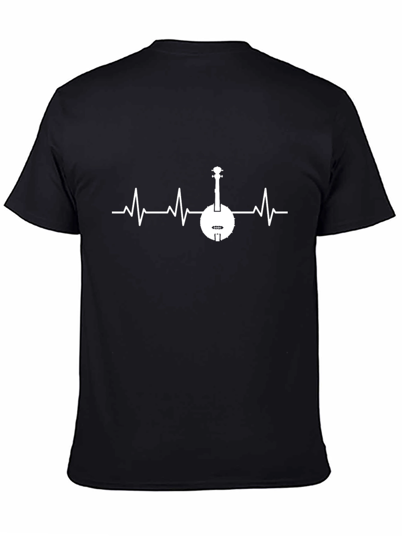 Black Banjo Heartbeat T-Shirt - Music Lover Tee view 4