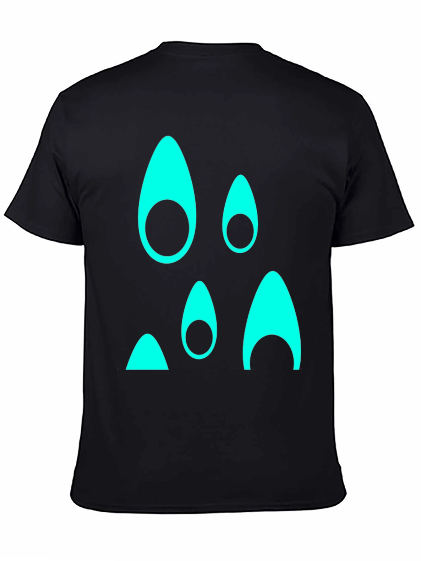 Black Funky Teal Graphic Black T-Shirt view 4
