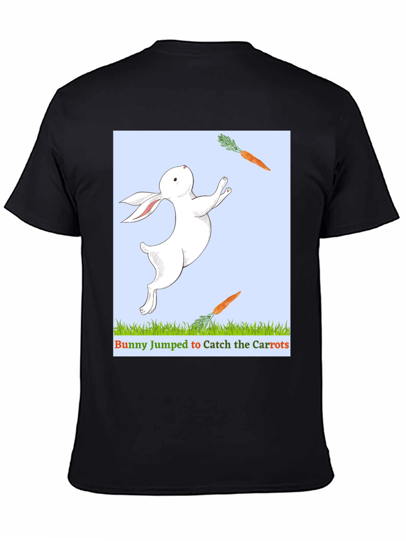 Black Bunny Catching Carrots T-Shirt view 4
