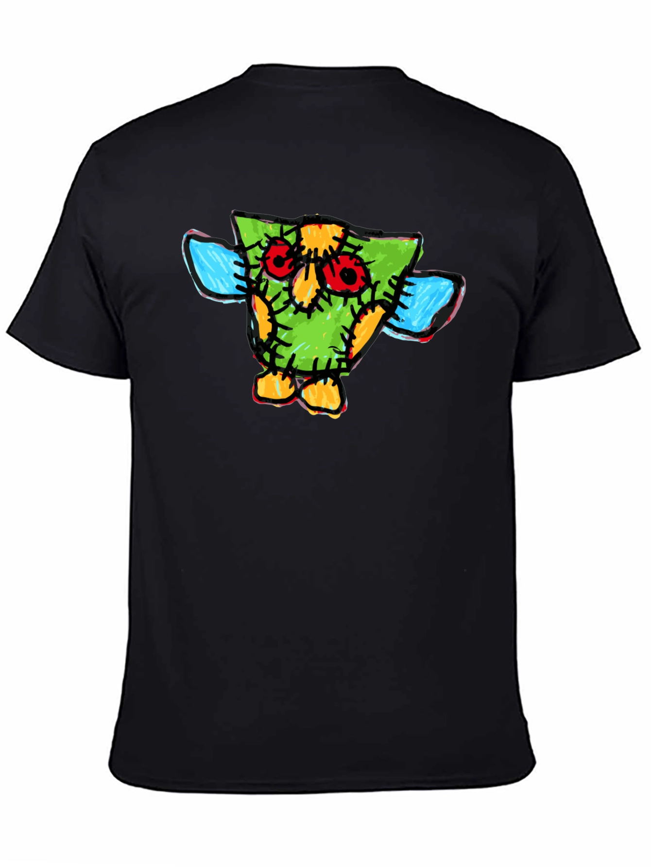 Black Funky Cartoon Owl T-Shirt view 4