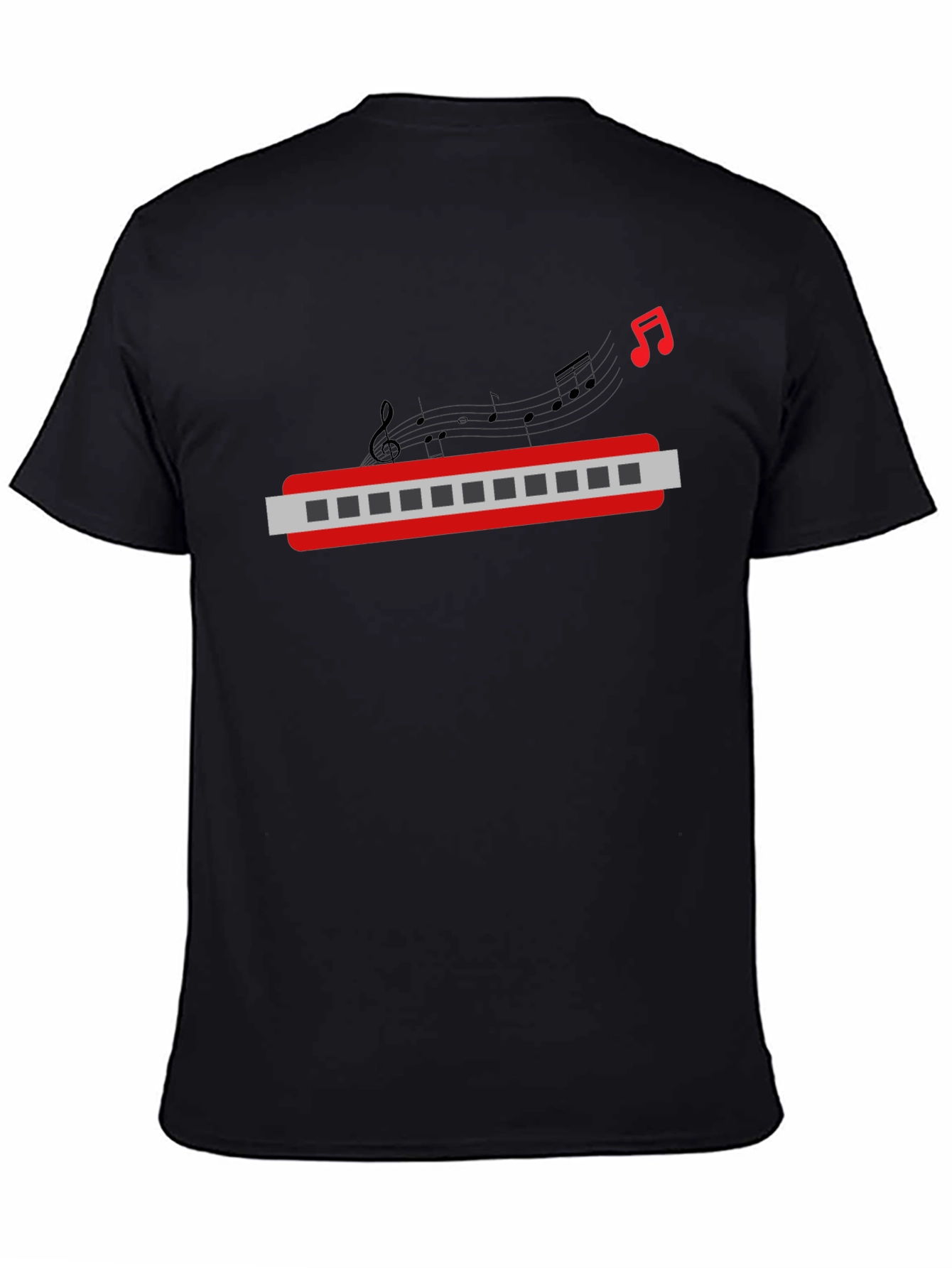 Black Musical Harmonica Graphic Tee - Black view 4