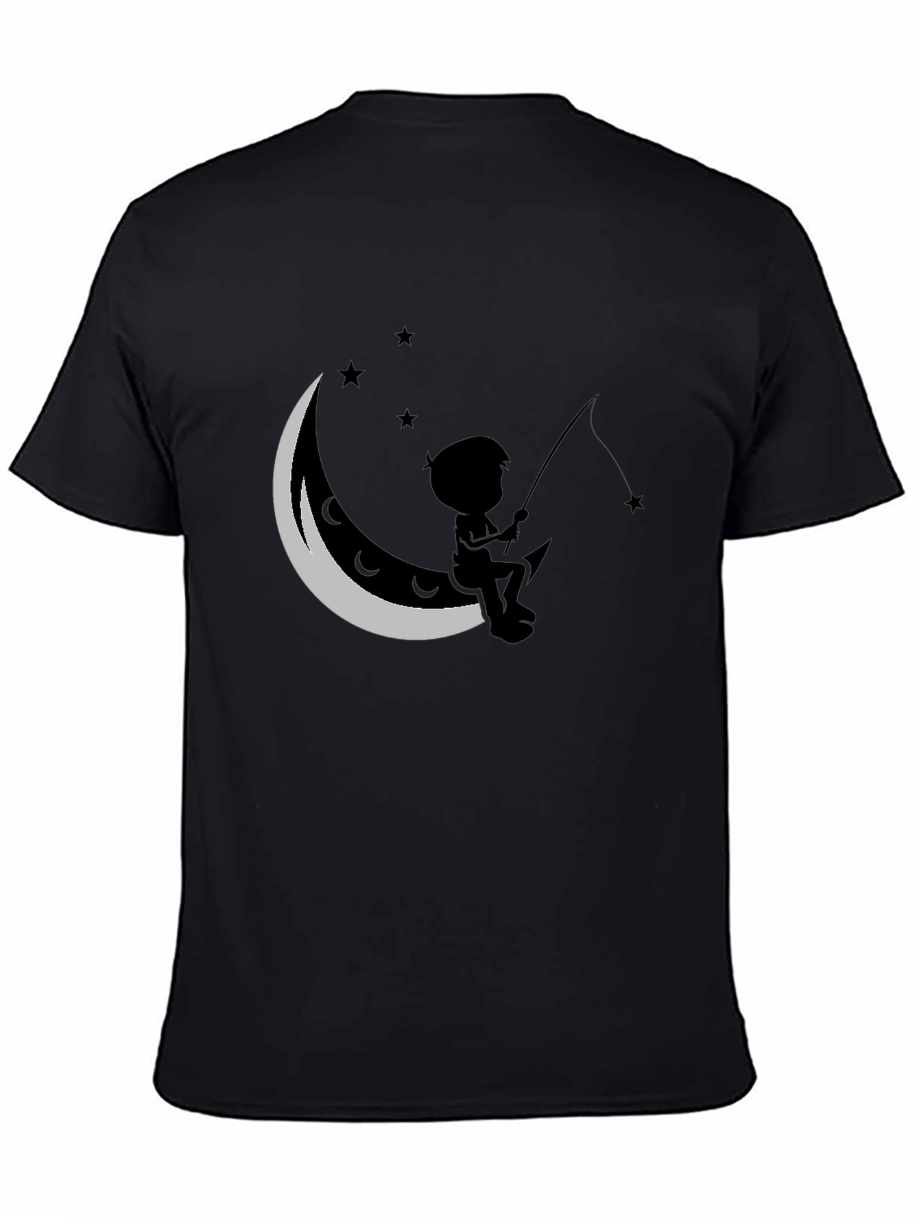 Black Boy Fishing on the Moon T-Shirt view 4