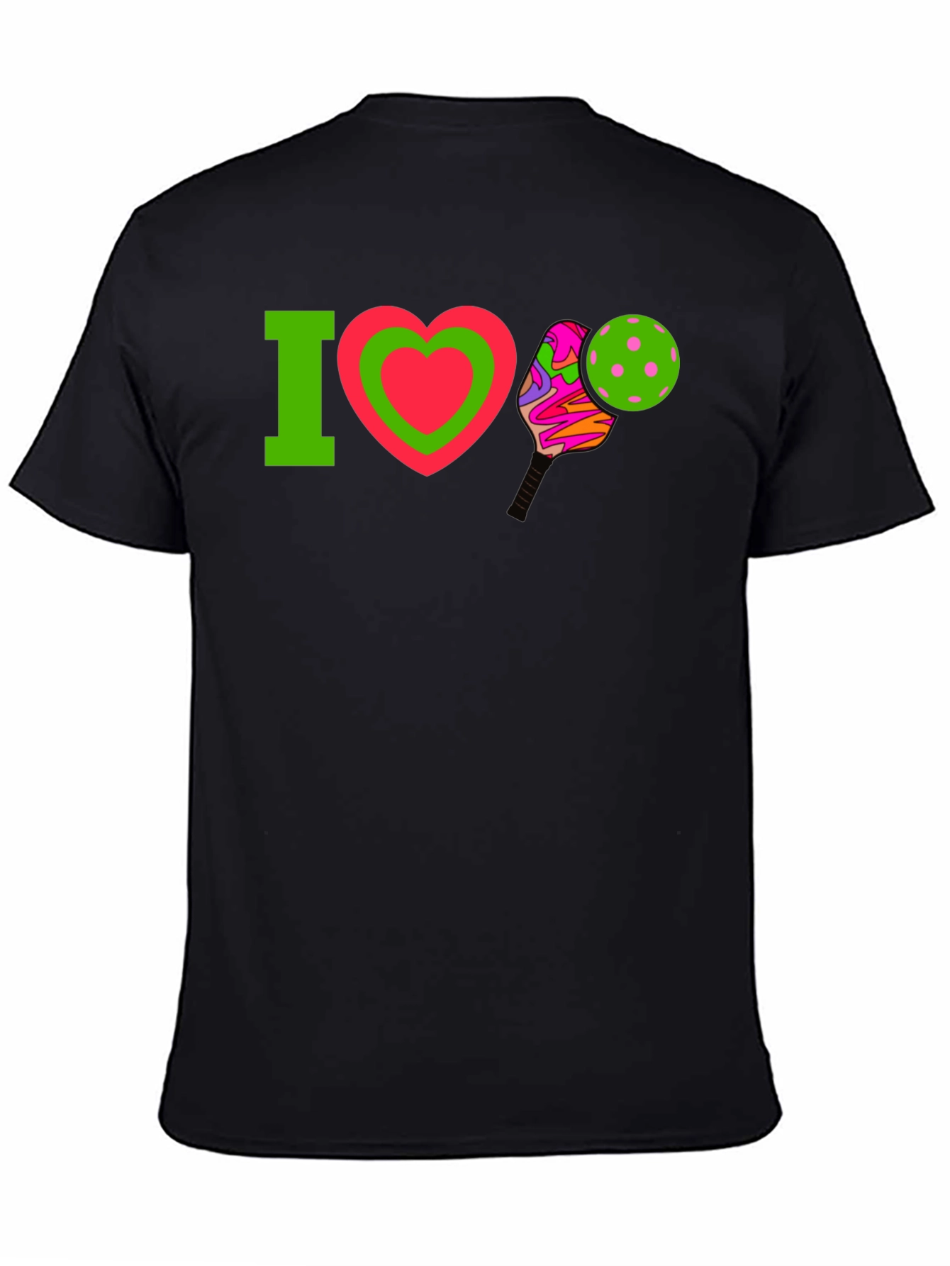 Black I Love Pickleball T-Shirt view 4
