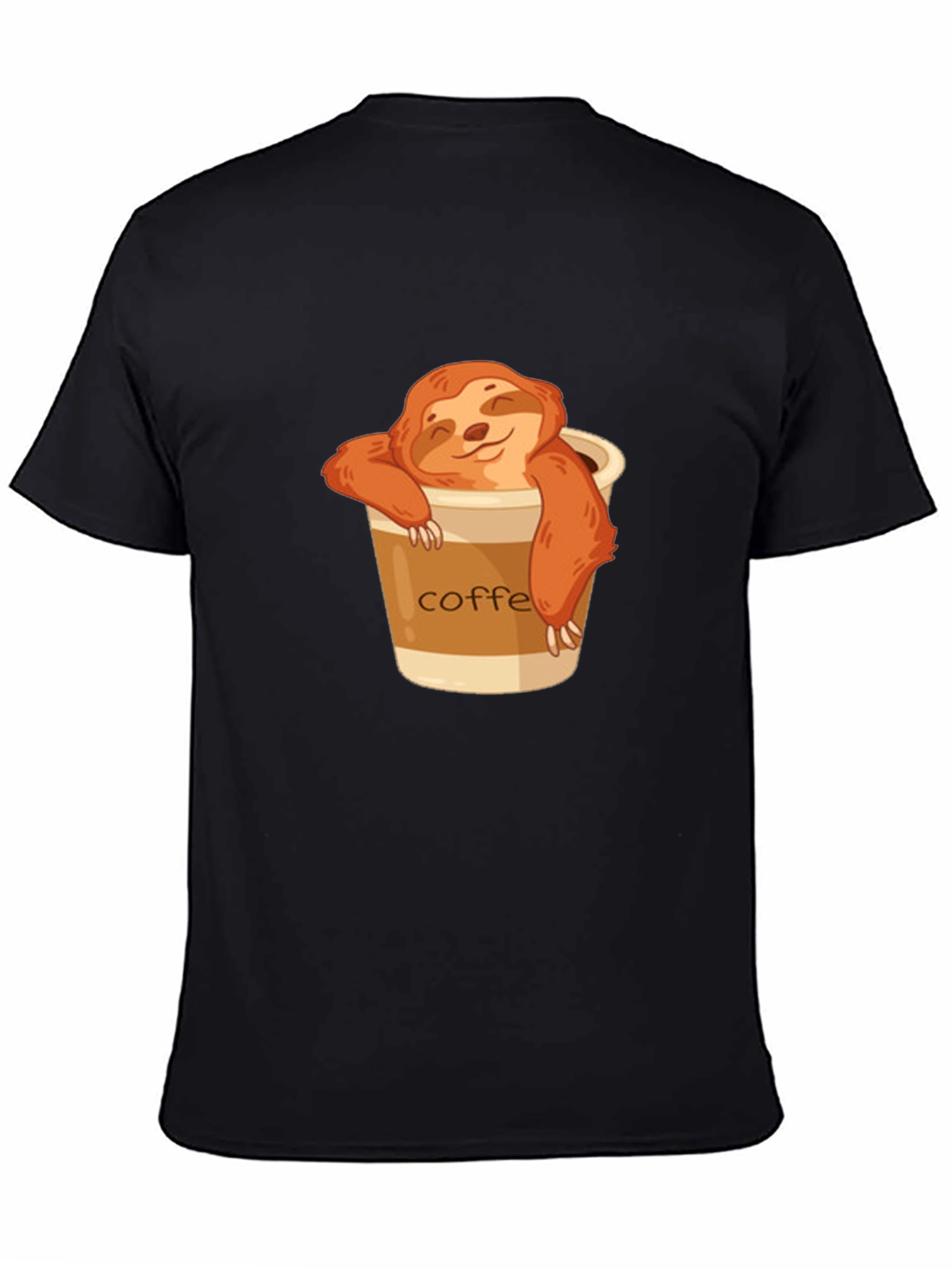 Black Sloth Coffee T-Shirt - Relaxed & Cute view 4