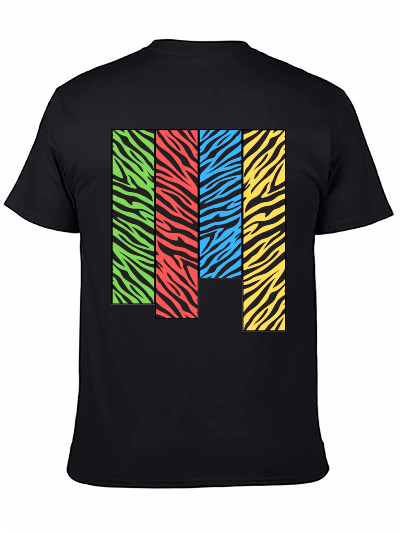 Black Zebra Stripe Color Block Graphic Tee view 4