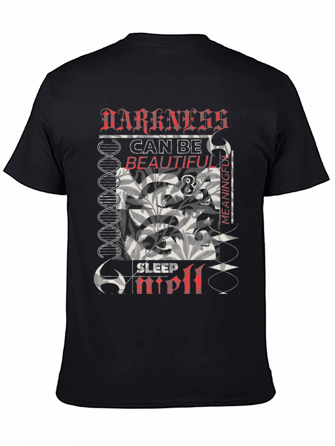Black Darkness Sleep Graphic Black T-Shirt view 4