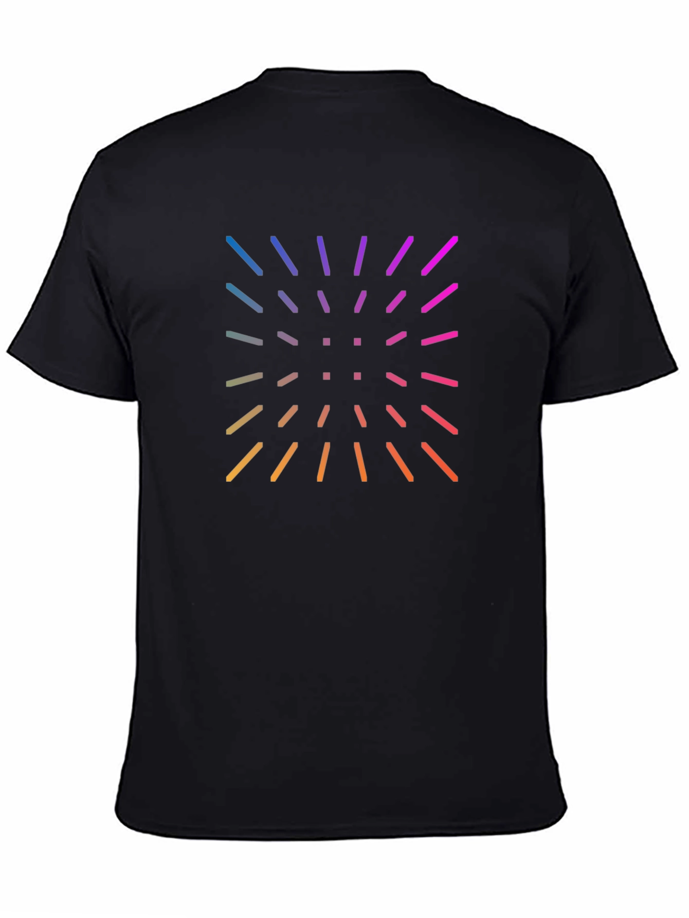 Black Men's Black Tee with Retro Color Burst Design view 4