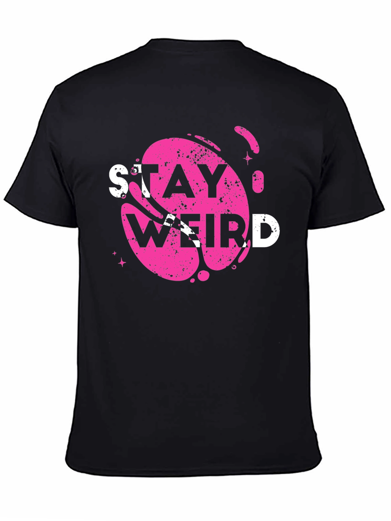 Black Stay Weird Graphic Tee - Trendy Casual Top view 4