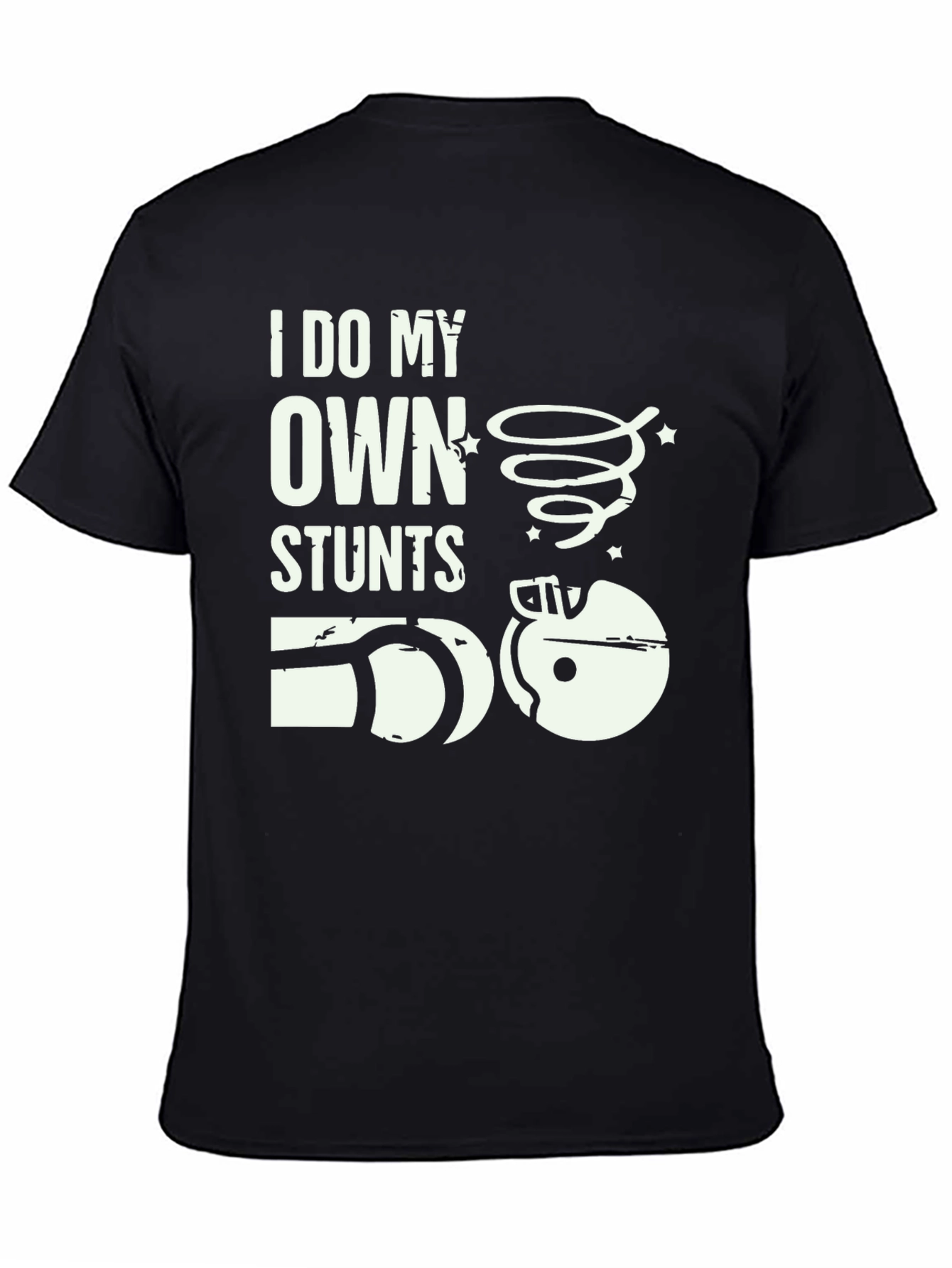 Black I Do My Own Stunts T-Shirt - Funny Graphic Tee view 4