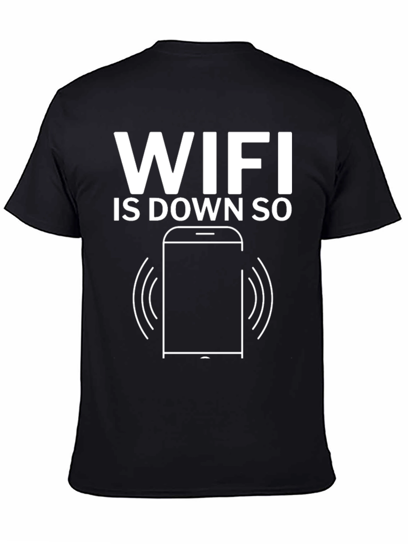 Black Wifi Down T-Shirt - Funny Internet Humor Tee view 4