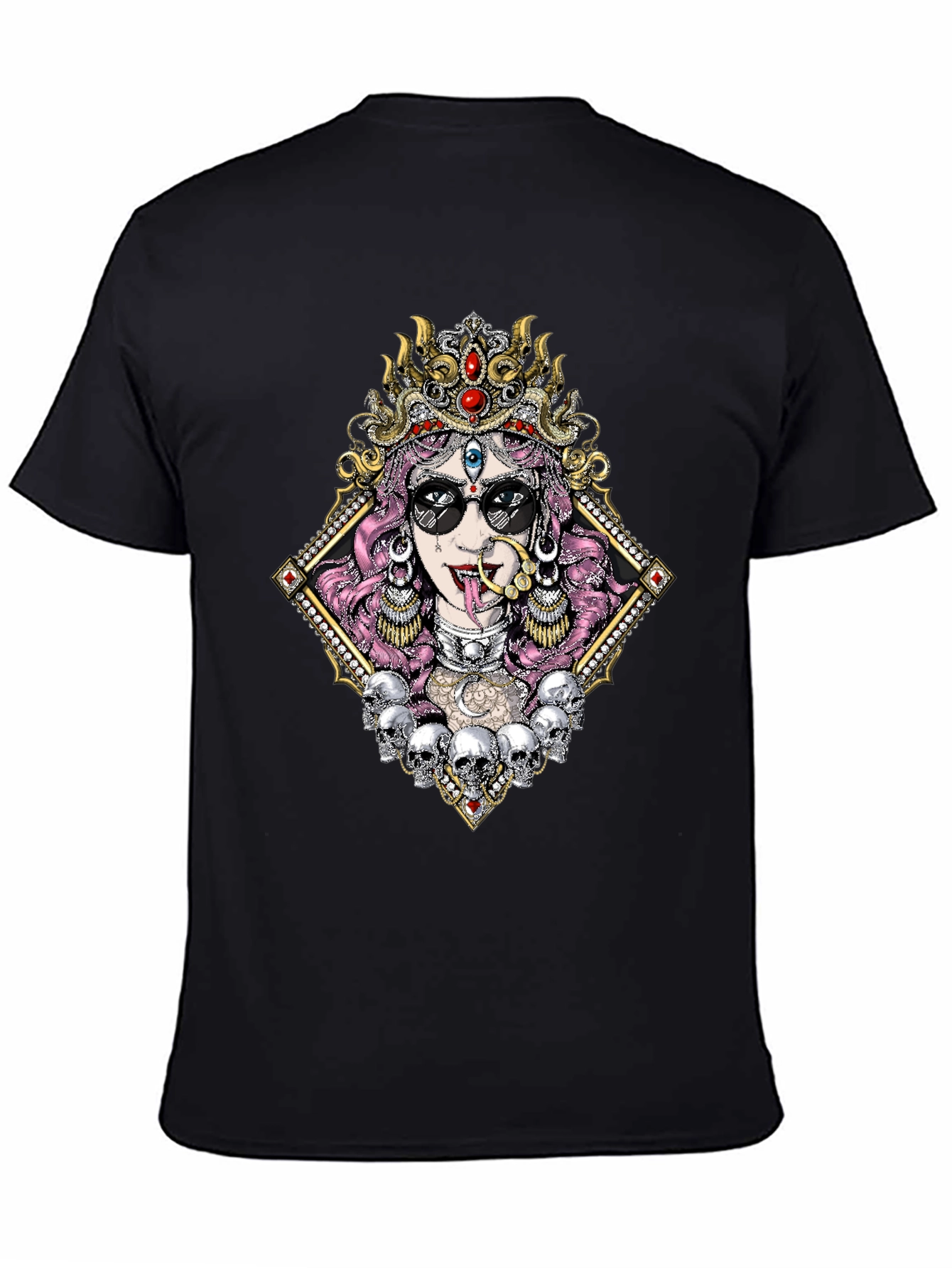 Black Kali T-Shirt with Skull Design view 4