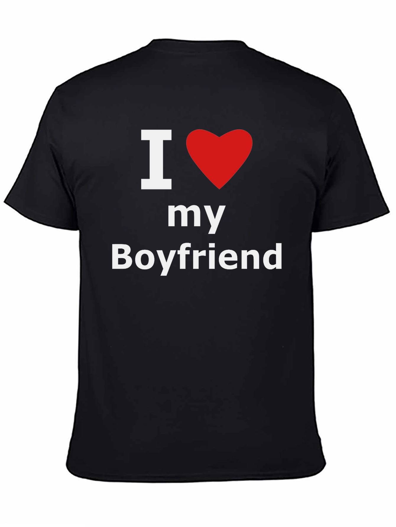 Black I Heart My Boyfriend Black Cotton T-Shirt view 4