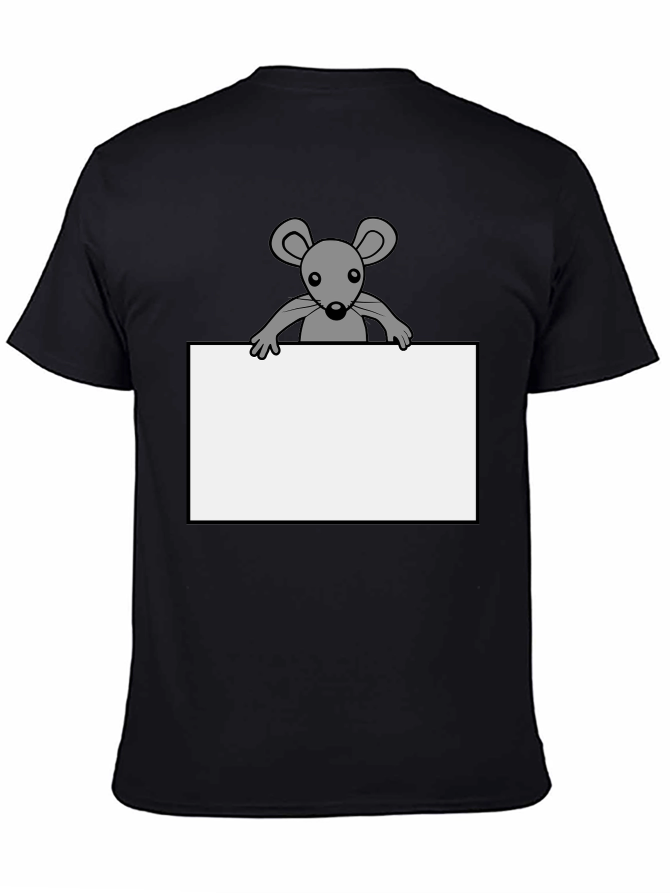 Black Cute Mouse Graphic Tee - Black Cotton T-Shirt view 4