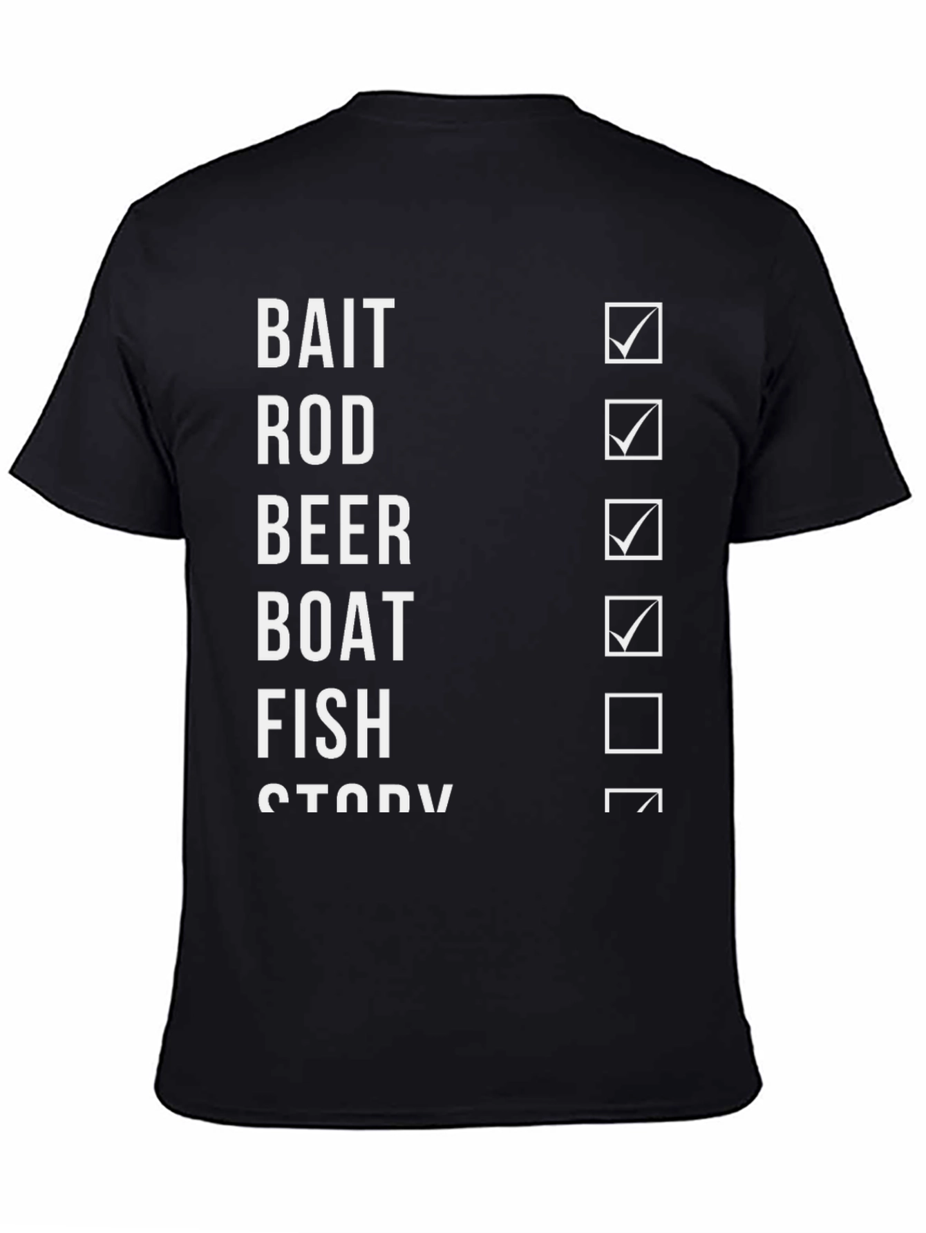 Fishing Checklist T-Shirt - Bait, Rod, Beer, Boat, Fish - 4