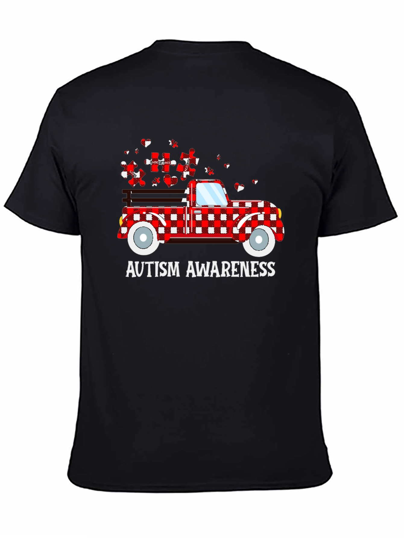 Black Autism Awareness Truck T-Shirt view 4