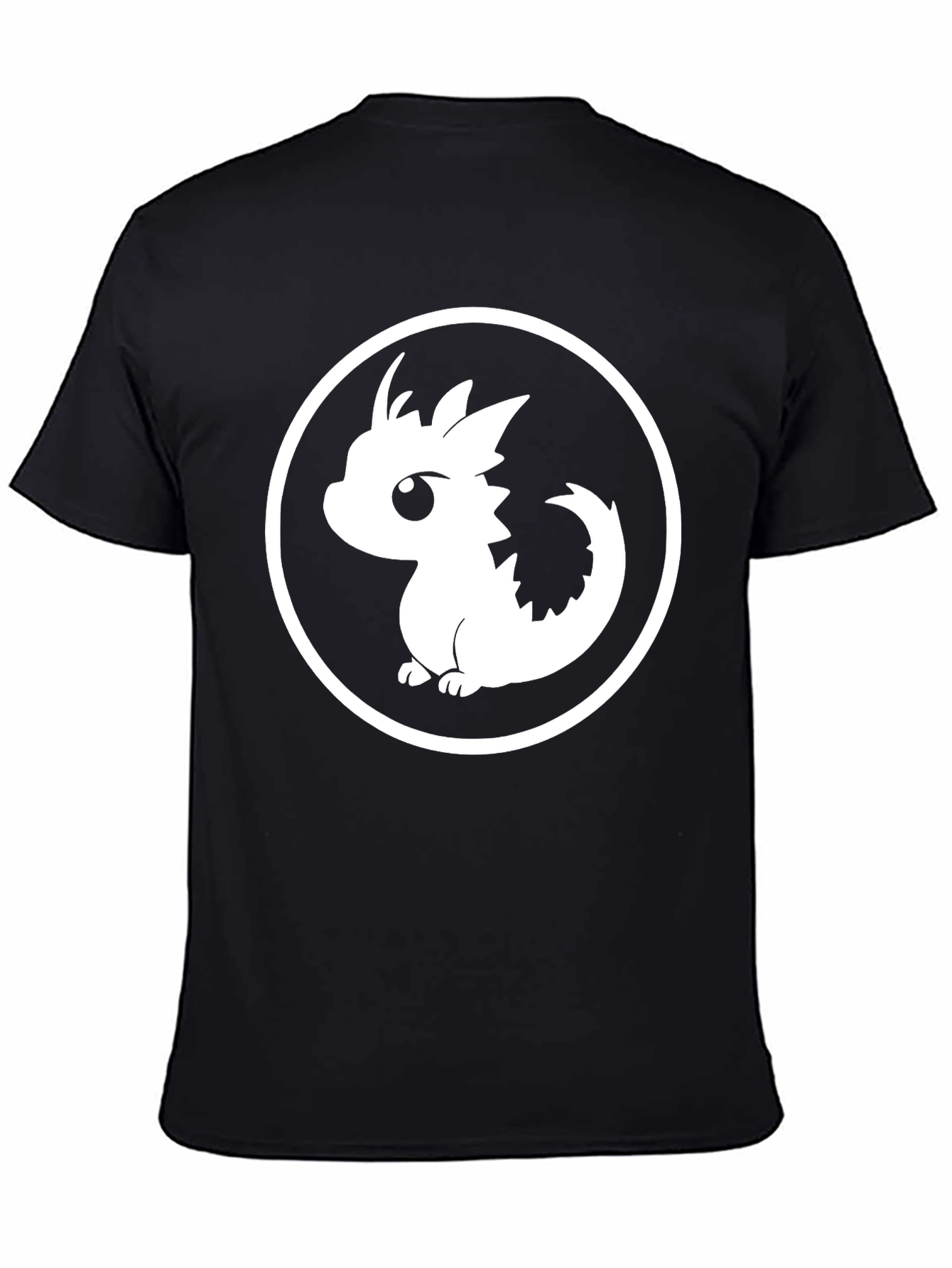 Black Cute Dragon Graphic Tee - Black Cotton T-Shirt view 4