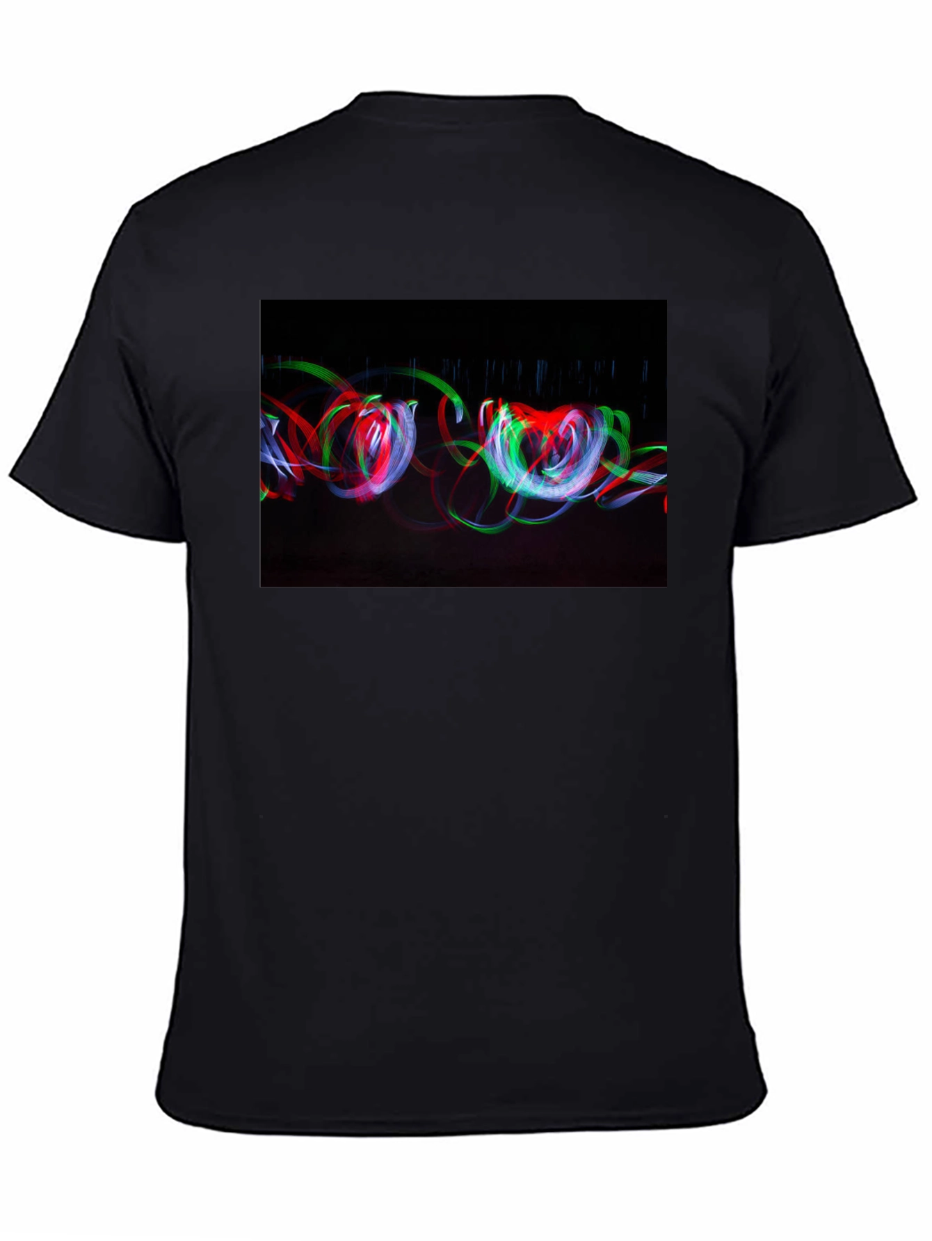 Black Abstract Light Painting Graphic Tee - Black Cotton Blend view 4