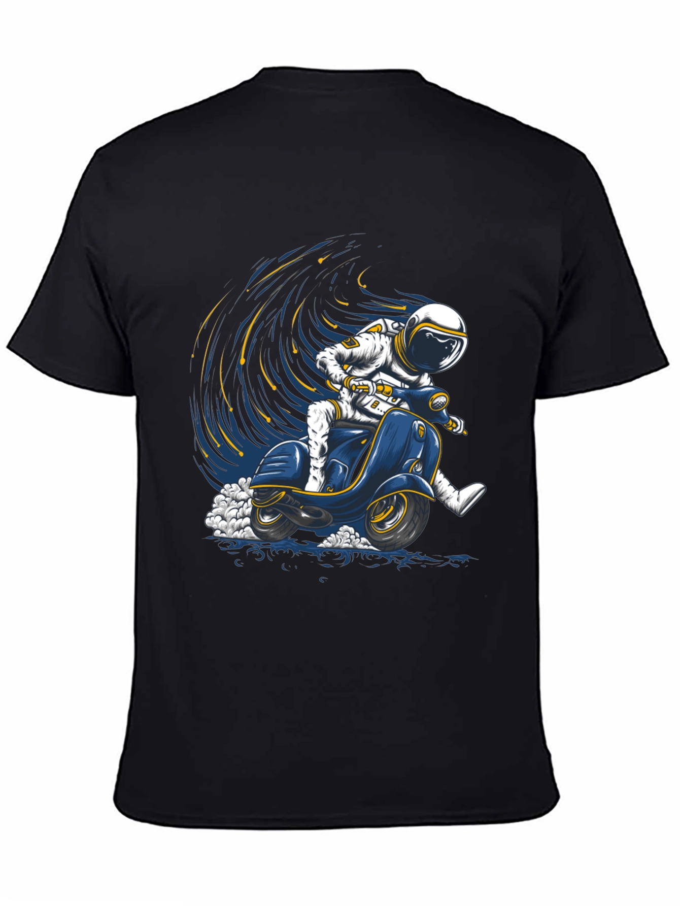 Black Astronaut Scooter Graphic Tee - Space Rider T-Shirt view 4