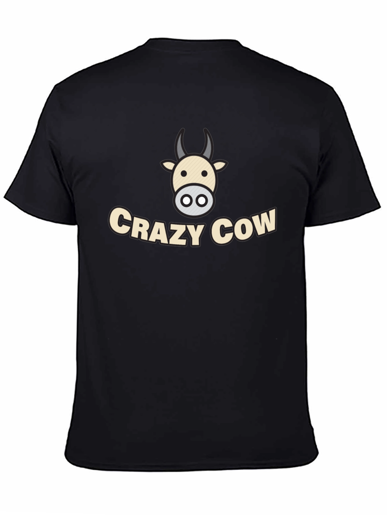 Black Crazy Cow Graphic Tee - Black Cotton T-Shirt view 4