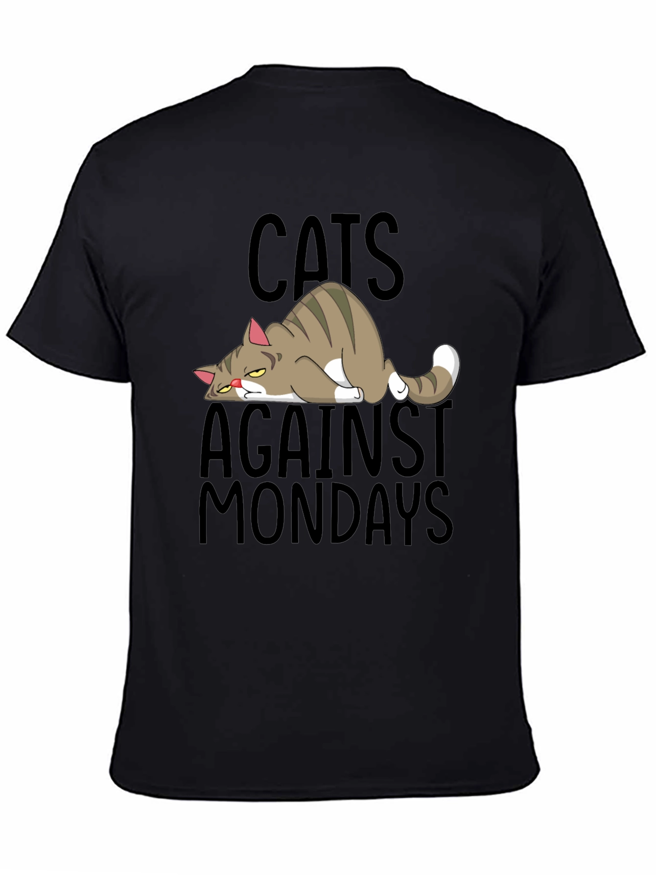 Black Cats Against Mondays Funny Graphic T-Shirt view 4