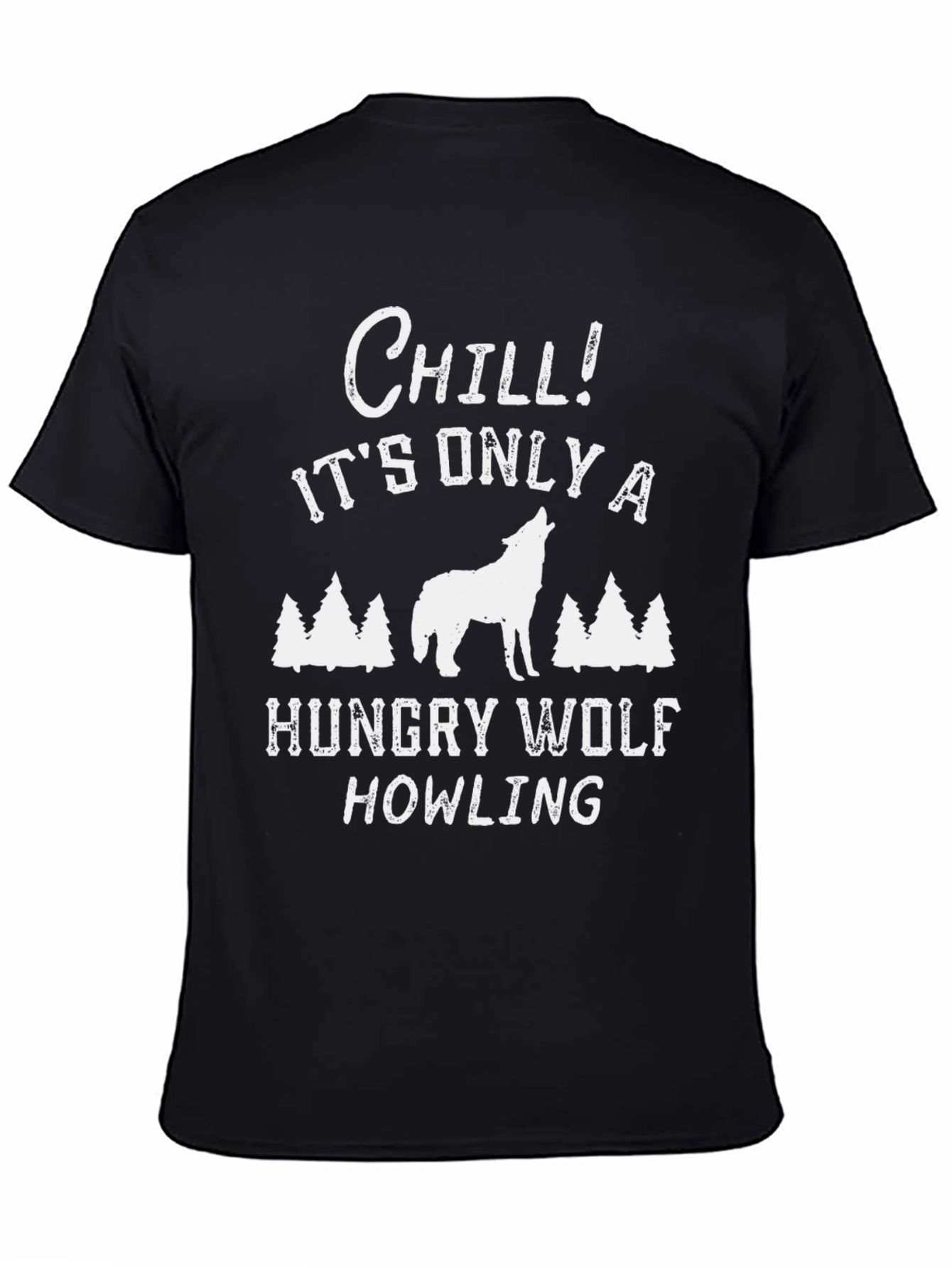 Black Chill Hungry Wolf Howling Men's Graphic Tee view 4