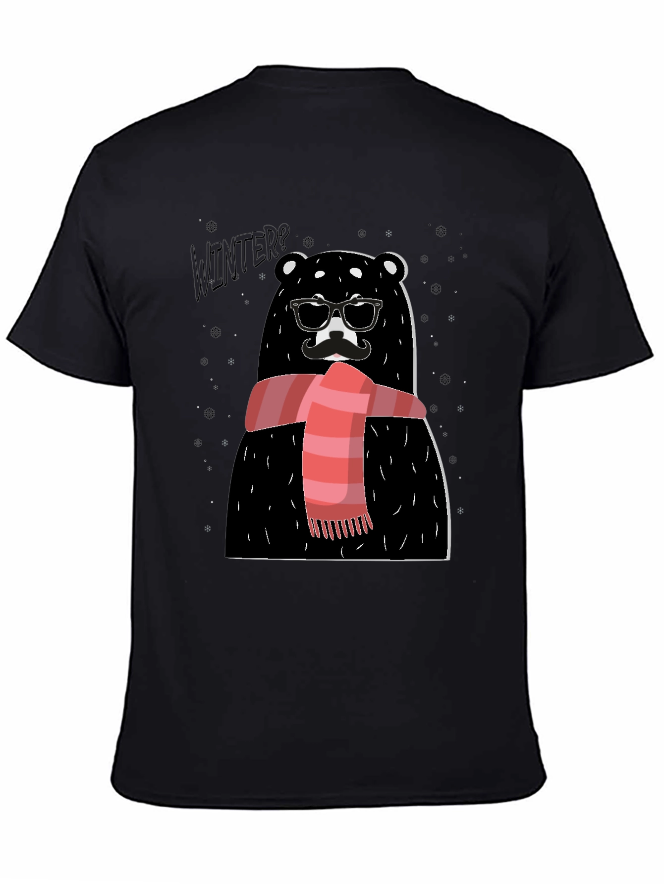 Black Winter Bear Graphic Tee - Stylish Holiday Design view 4