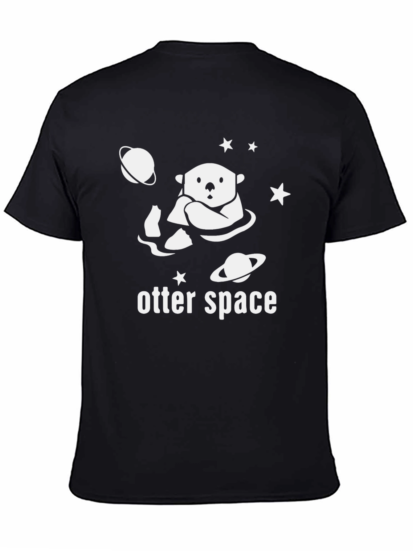 Black Otter Space Graphic Tee - Black Cotton T-Shirt view 4
