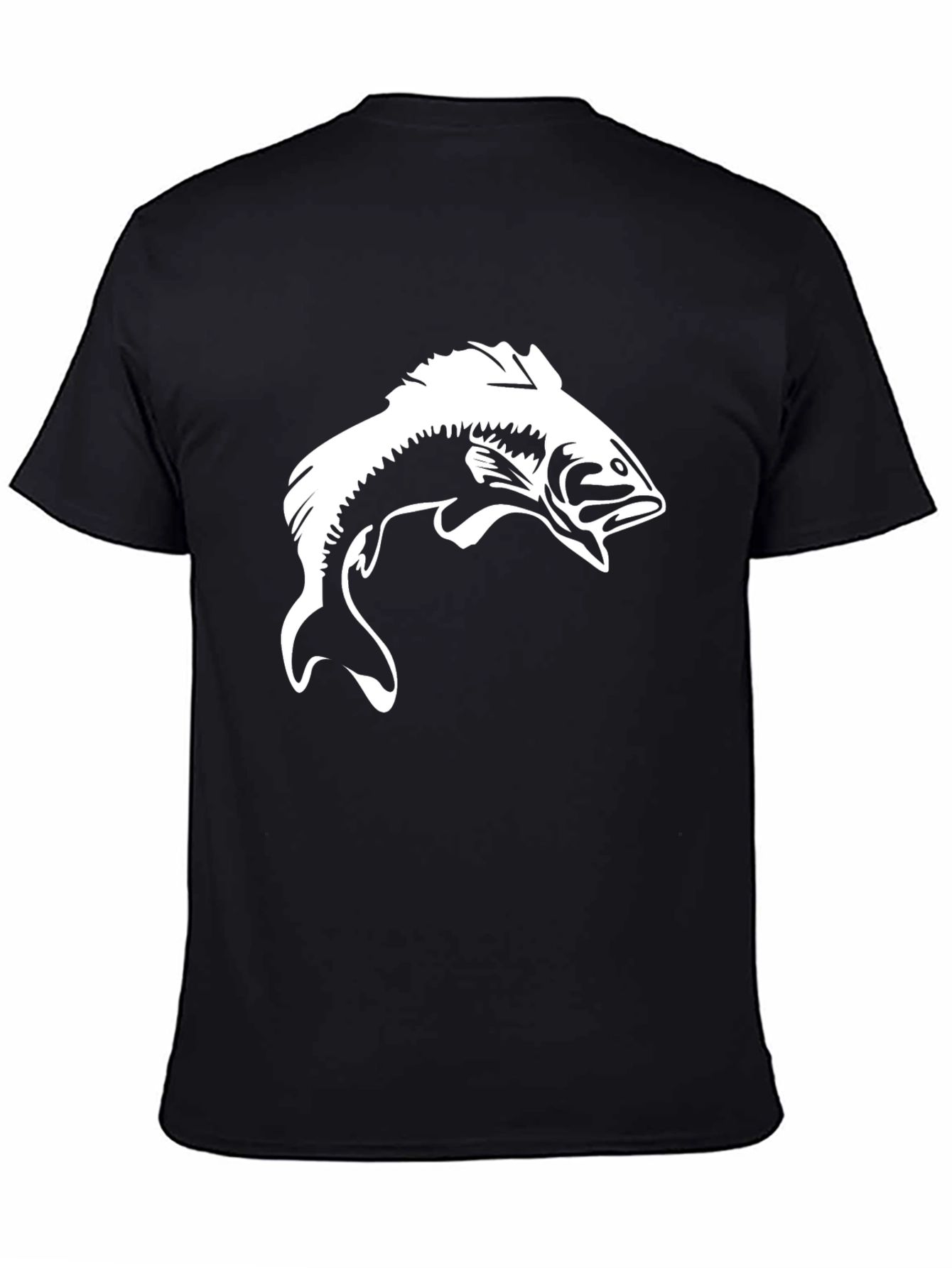 Black Bass Fishing Graphic Tee - Black Cotton T-Shirt view 4