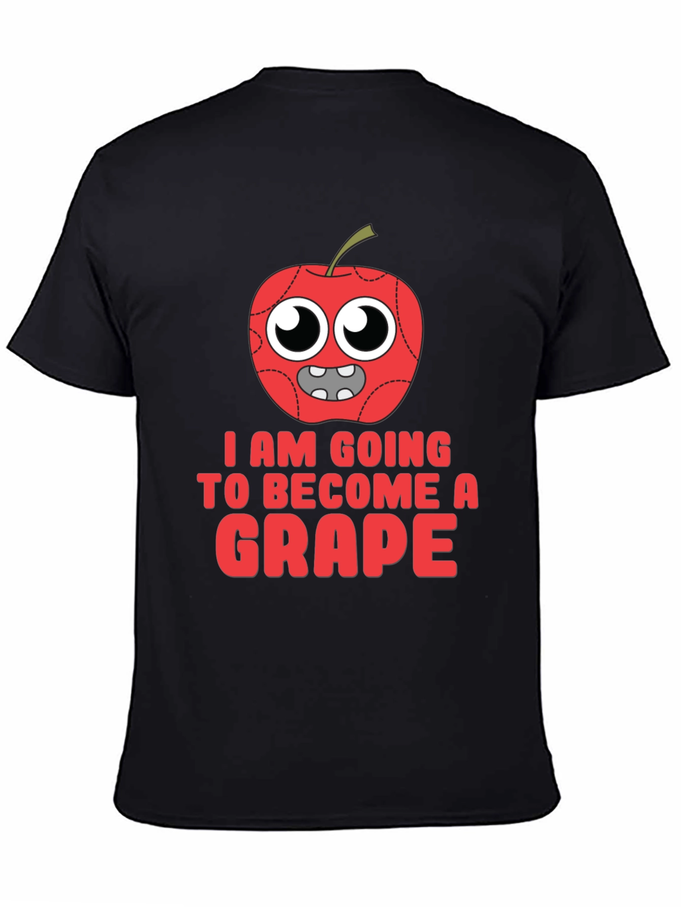 Black Funny Apple Becoming Grape Graphic T-Shirt view 4