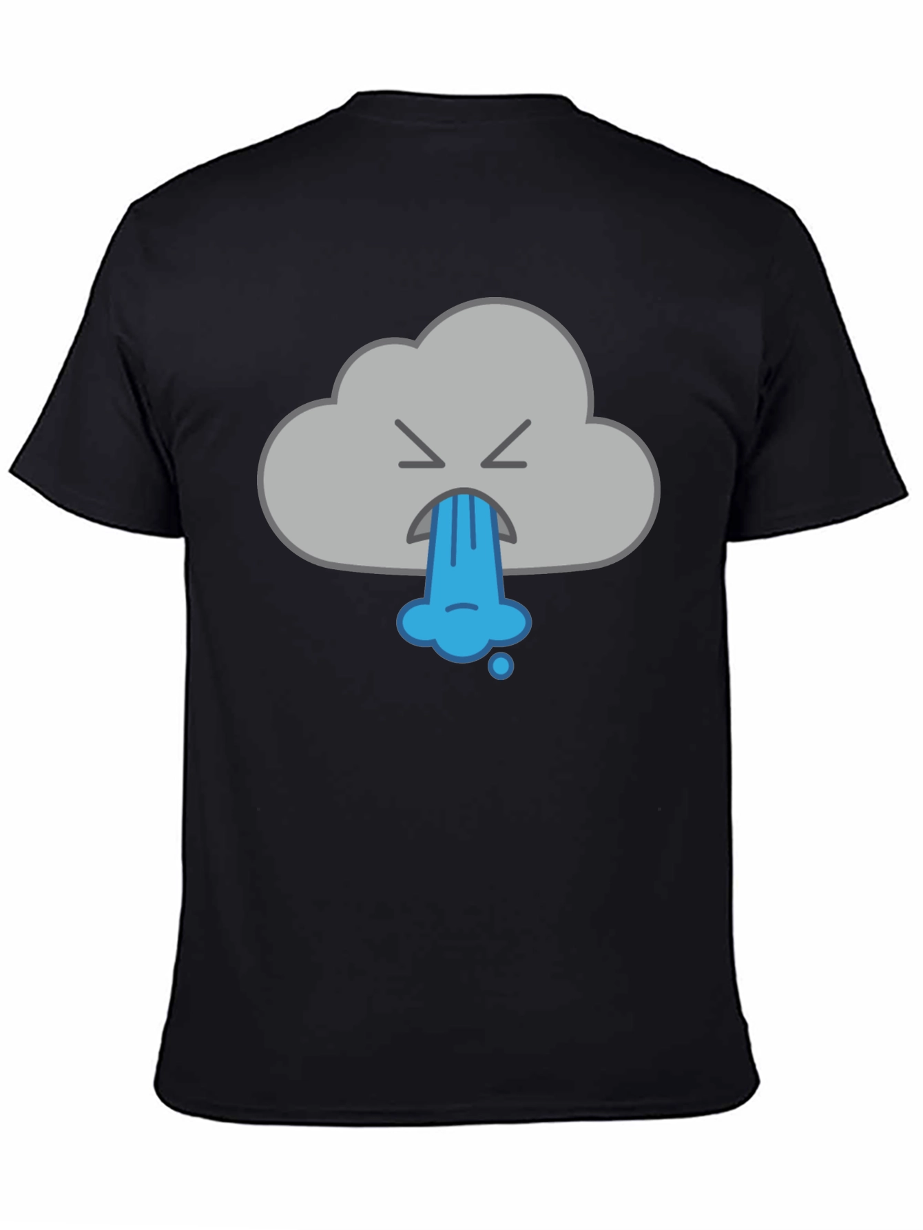 Black Funny Vomiting Cloud Graphic Tee - Black view 4