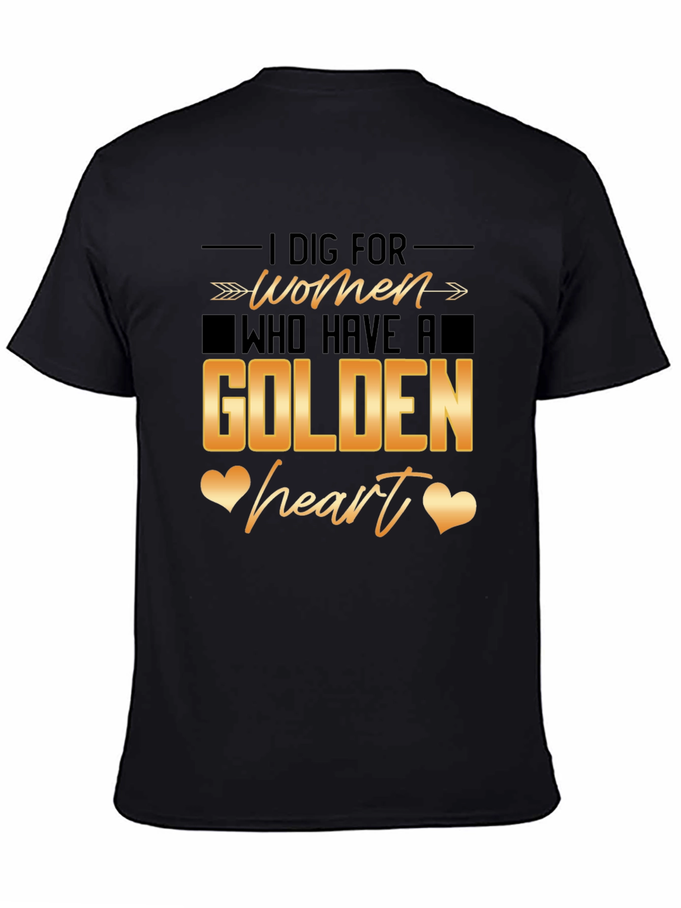 Black Golden Heart Women's Tee view 4