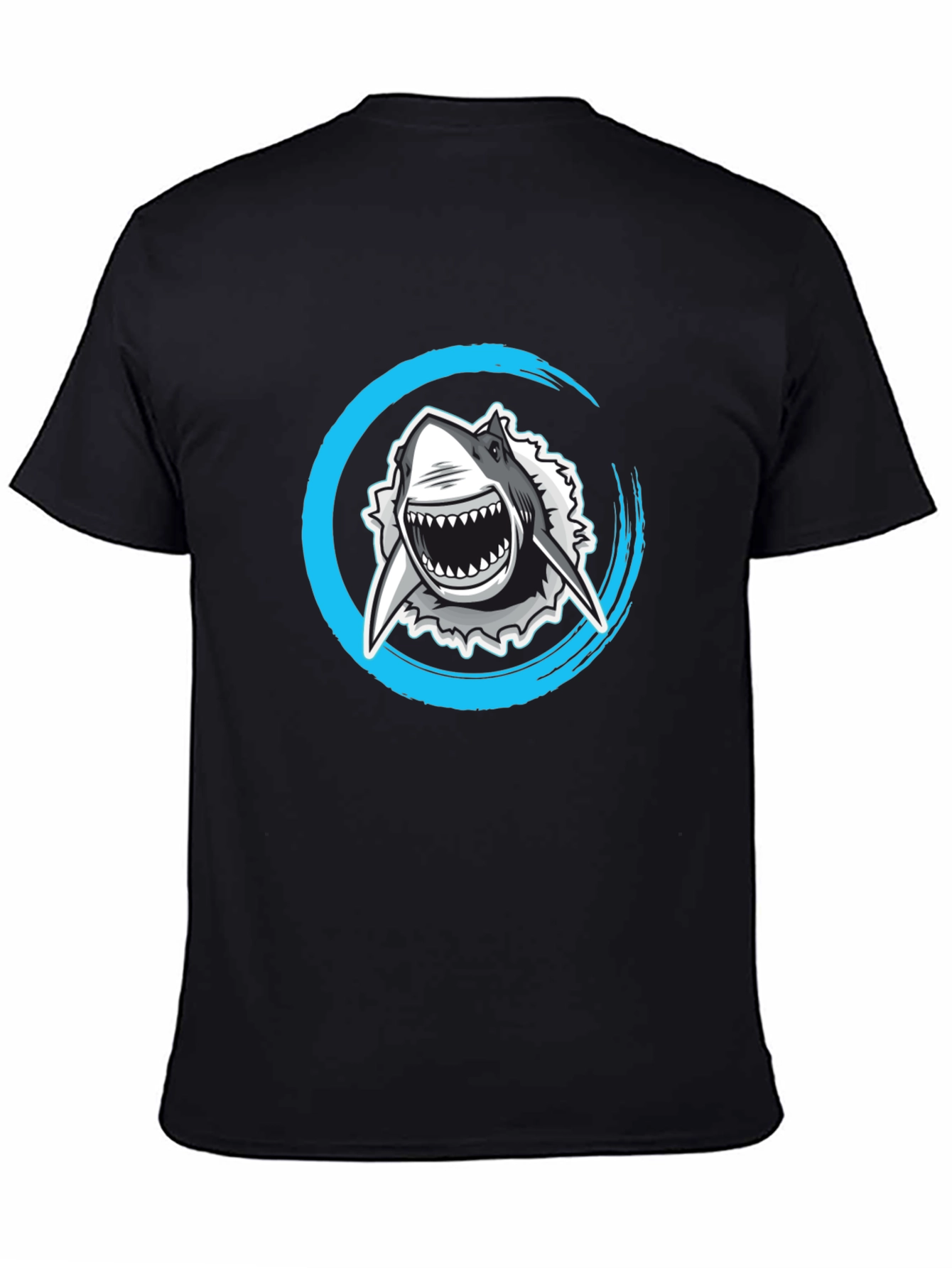 Black Shark Graphic Tee -  Circular Burst Design view 4