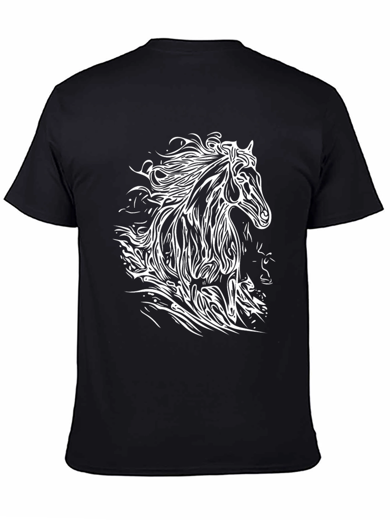 Black Horse Graphic Black T-Shirt for Men view 4