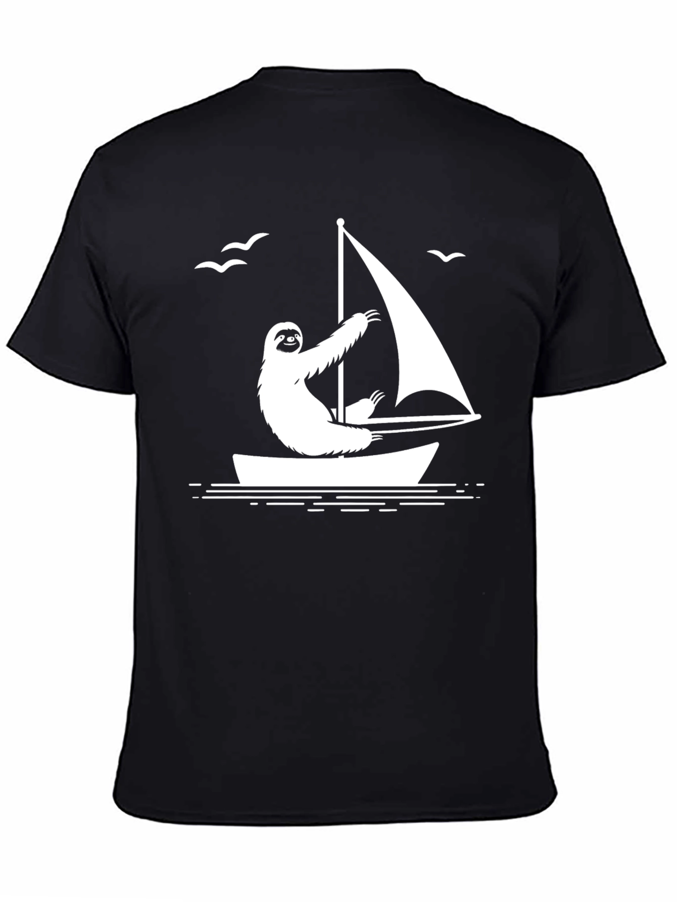 Black Sloth Sailing T-Shirt - Relaxed & Unique Design view 4