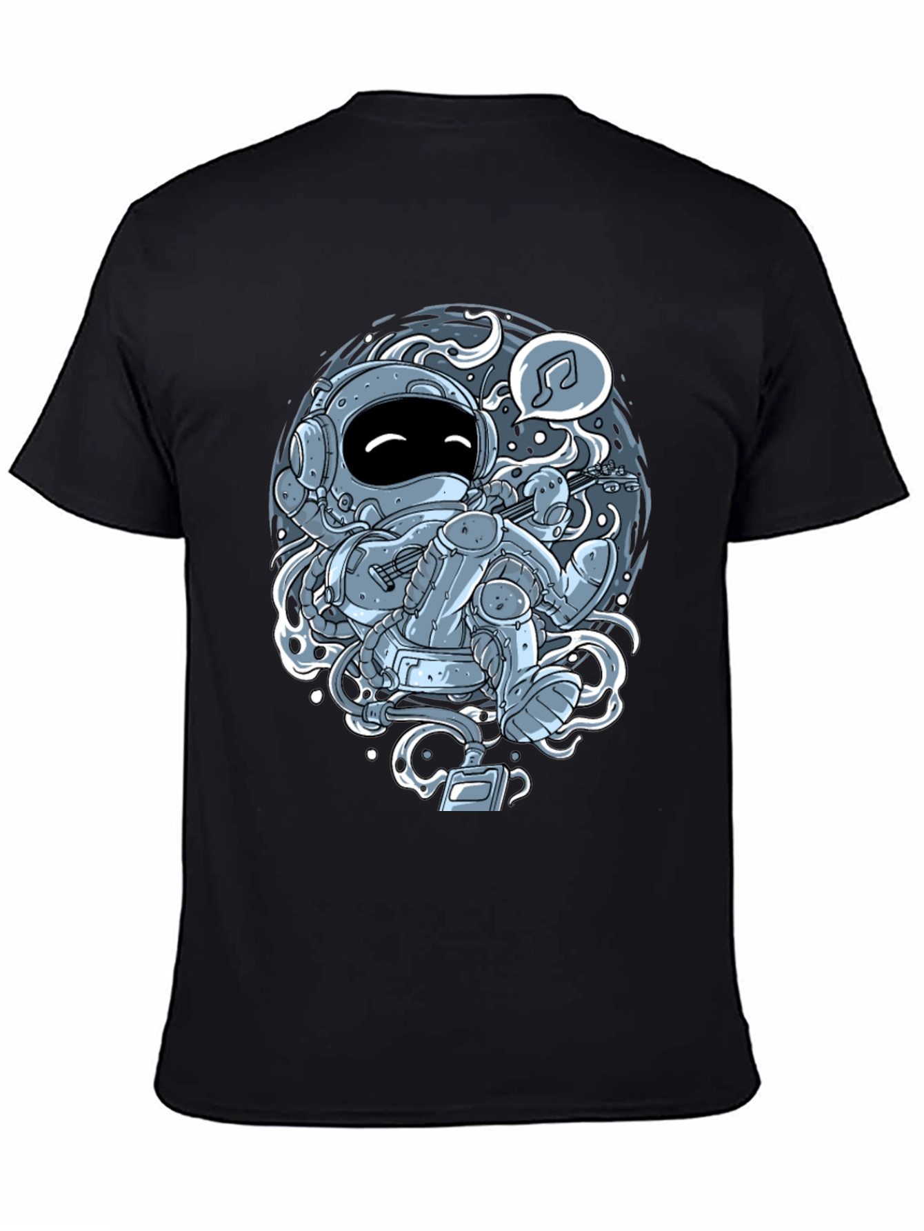 Black Astronaut Musician Graphic Tee - Black view 4