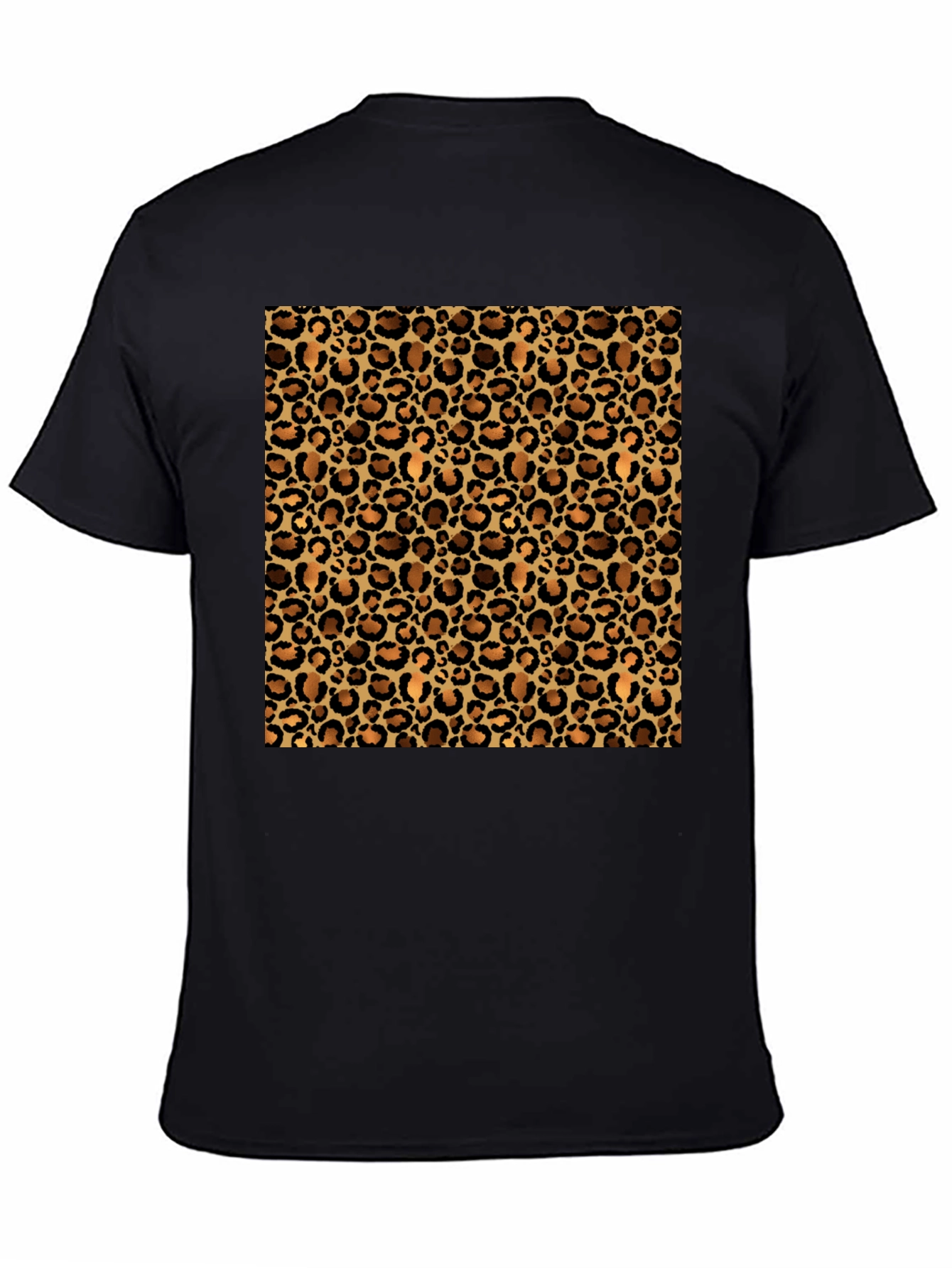 Black Leopard Print Black T-Shirt - Casual Fashion view 4