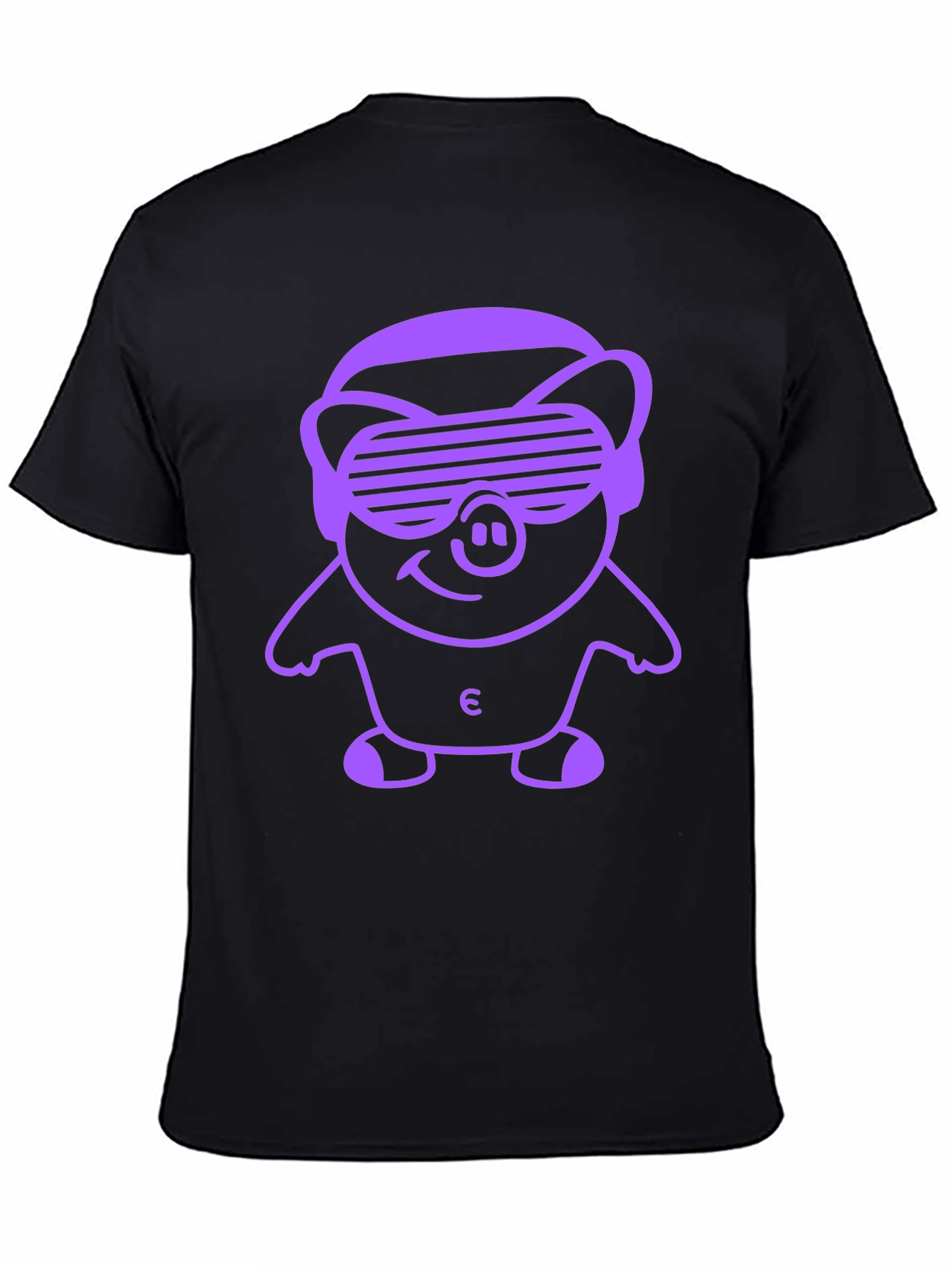 Black Black Tee with Pig Wearing Sunglasses Graphic view 4
